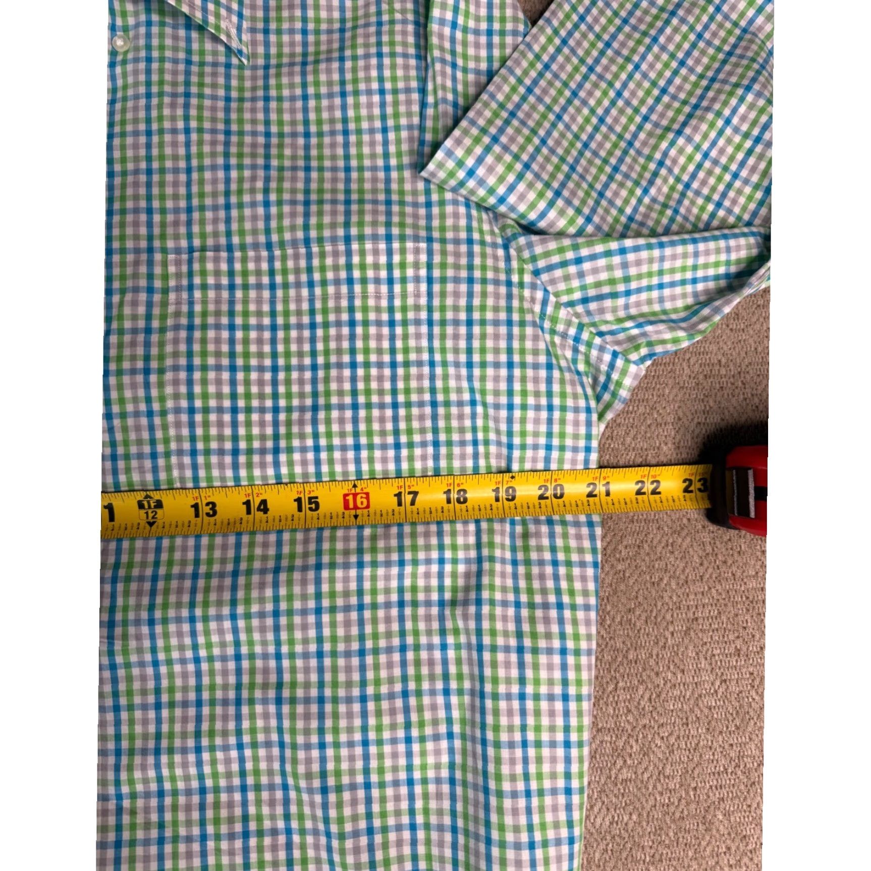 Vintage Paul Fredrick Men's Dress Shirt Plaid Shirt Long Sleeve 16x37 Blue 100% Cotton Long Staple Classic Fit Button-Down Barrel Cuff Pockets Size US L / EU 52-54 / 3 - 5 Thumbnail