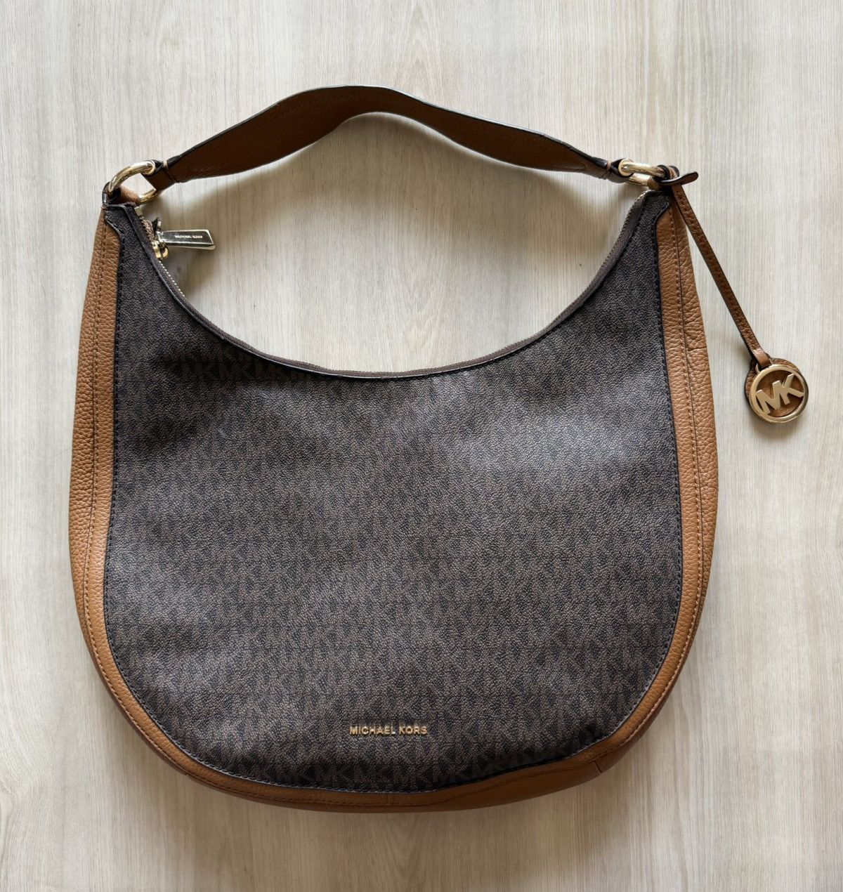 Michael Kors Brown Monogram Canvas Lydia Hobo Shoulder Bag, Women's