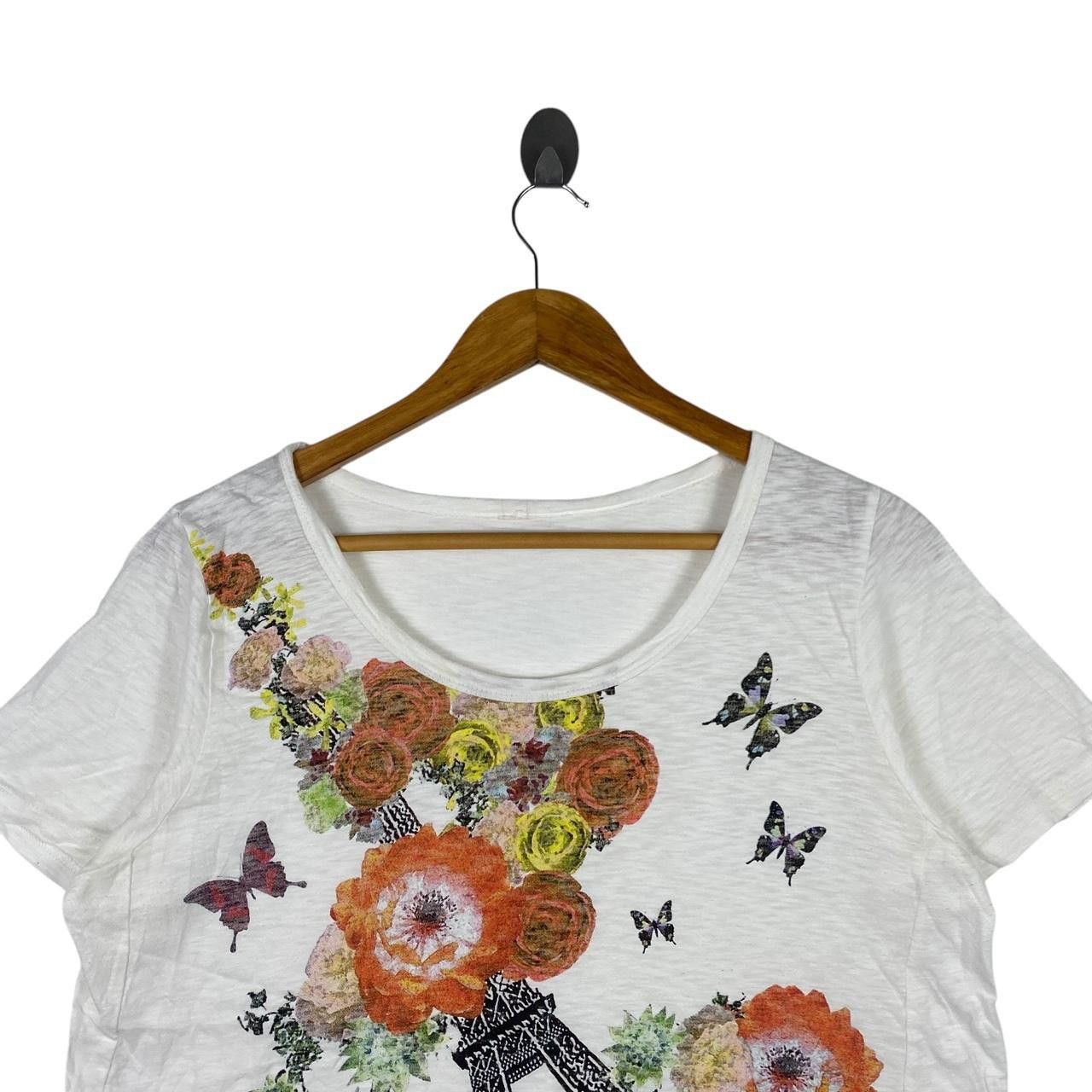 Other PARIS TOWER ELEPHANT Floral Illustration Painting Tee Shirt Size S / US 4 / IT 40 - 2 Thumbnail