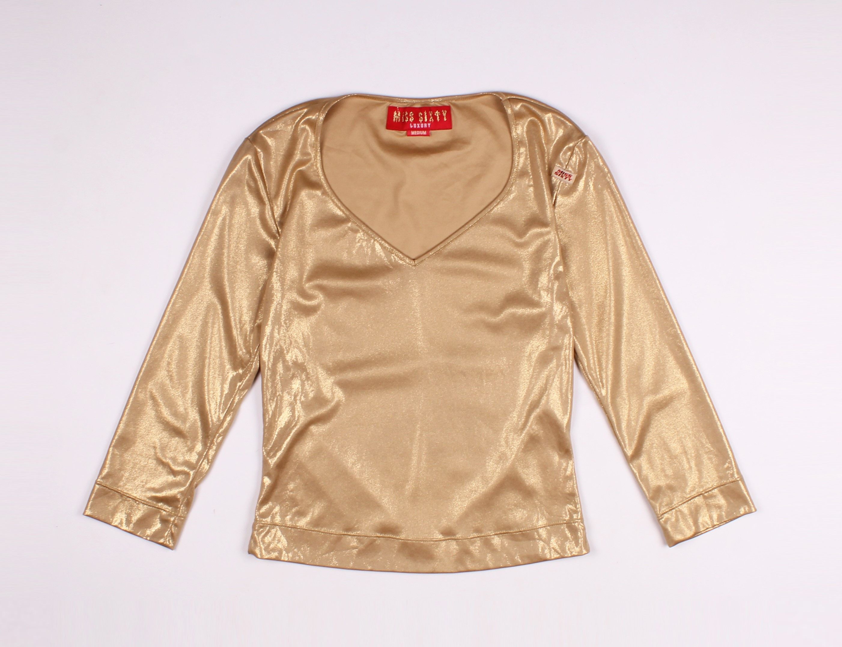 Miss Sixty Vintage Miss Sixty Luxury Gold Sparkle Y2K 3/4 Sleeve Top Size M / US 6-8 / IT 42-44 - 4 Thumbnail
