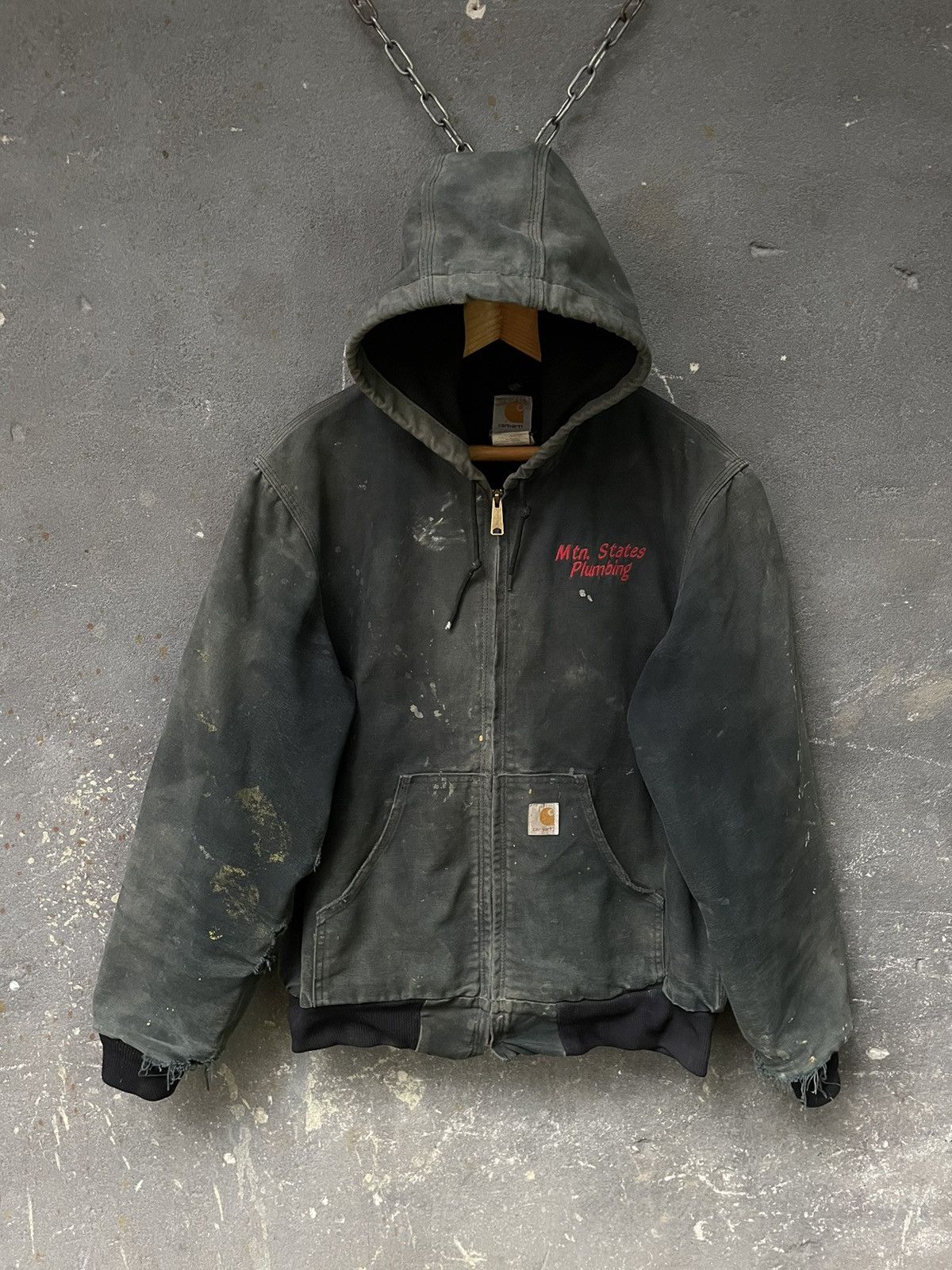 ジャケット・アウター 00s Carhartt Worn Faded Detroit Jacket Carhartt Detroit Jacket 90's True Faded Boxy Hooded Y2K RARE