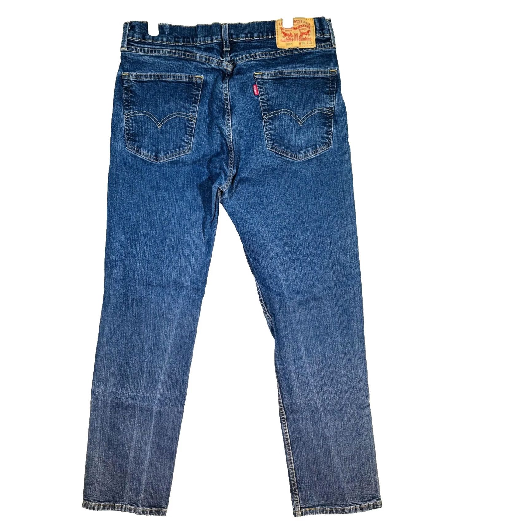 Levi's Levi's 505 Jeans Mens 36x32 Blue Medium Wash Straight Denim Zip Fly Size US 36 / EU 52 - 2 Thumbnail