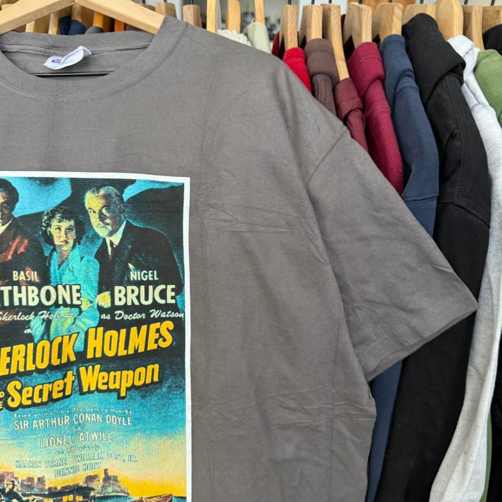 Hanes Vintage Y2K Sherlock Holmes Retro Movie T-Shirt Grey Size US XL / EU 56 / 4 - 3 Thumbnail