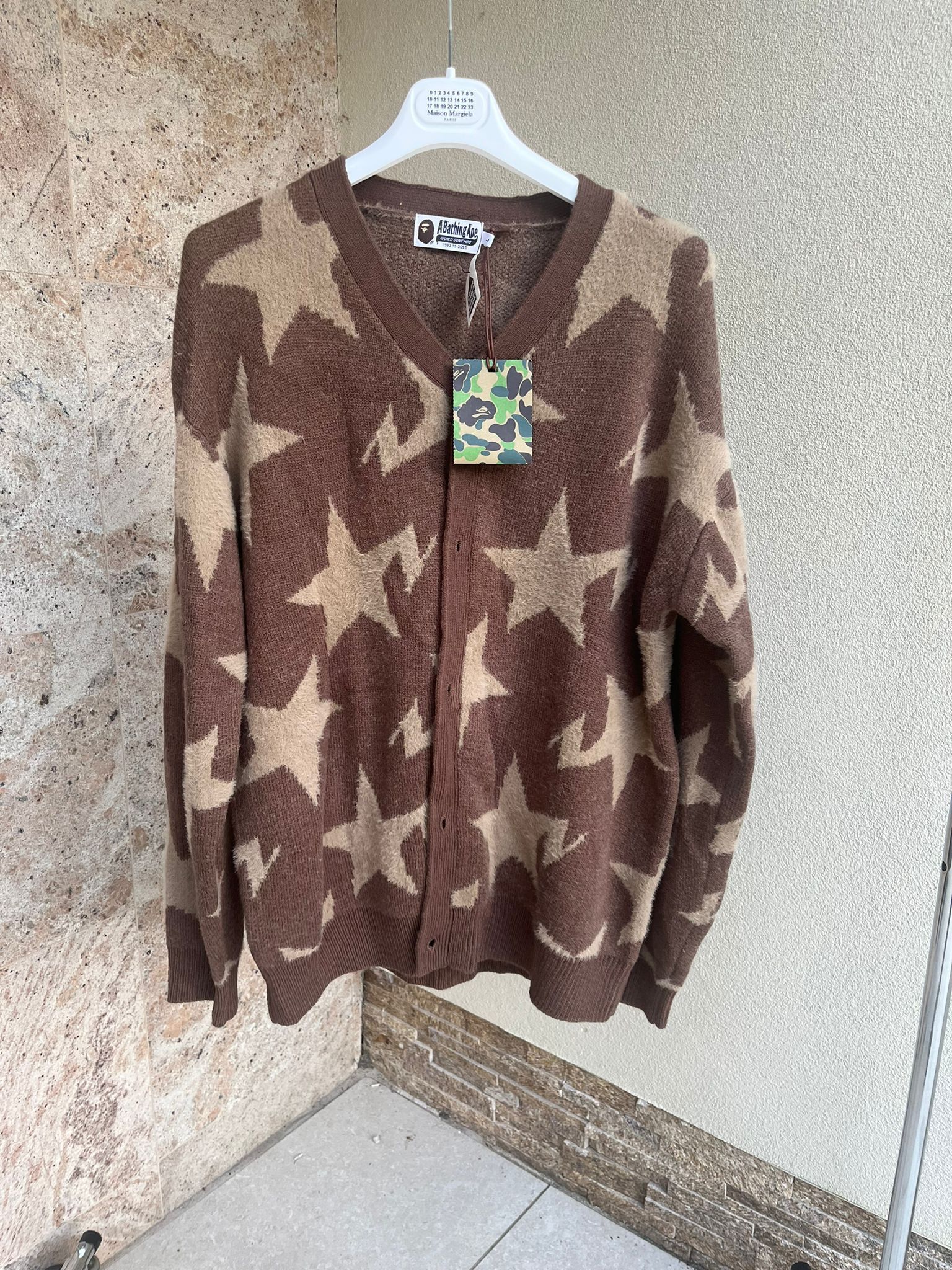 image of Bape Star Pattern Cardigan In Brown, Men's (Size Large)