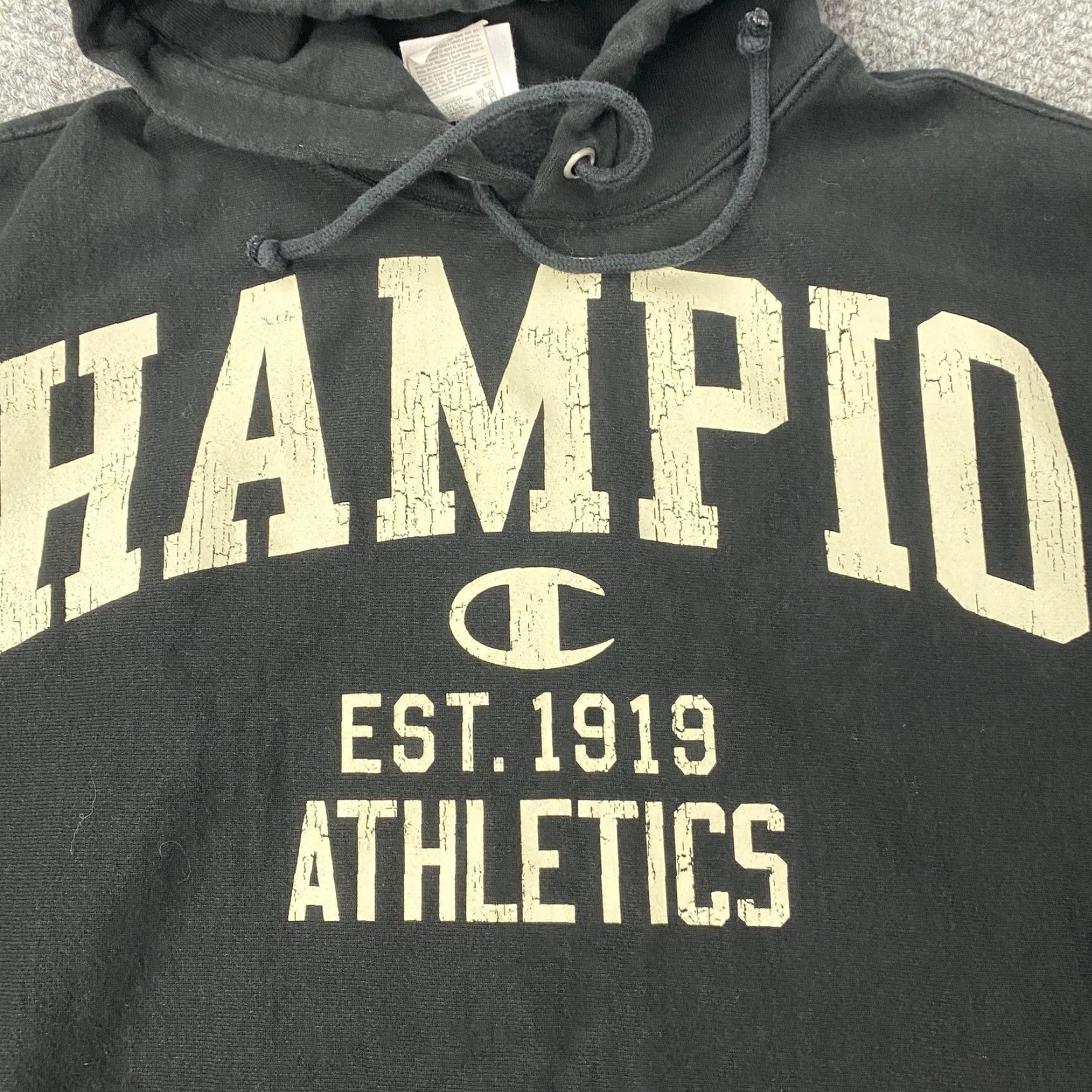 Champion VINTAGE Champion Reverse Weave Hoodie Mens Large Black Athletics Graphic Logo Pullover Size US L / EU 52-54 / 3 - 3 Thumbnail
