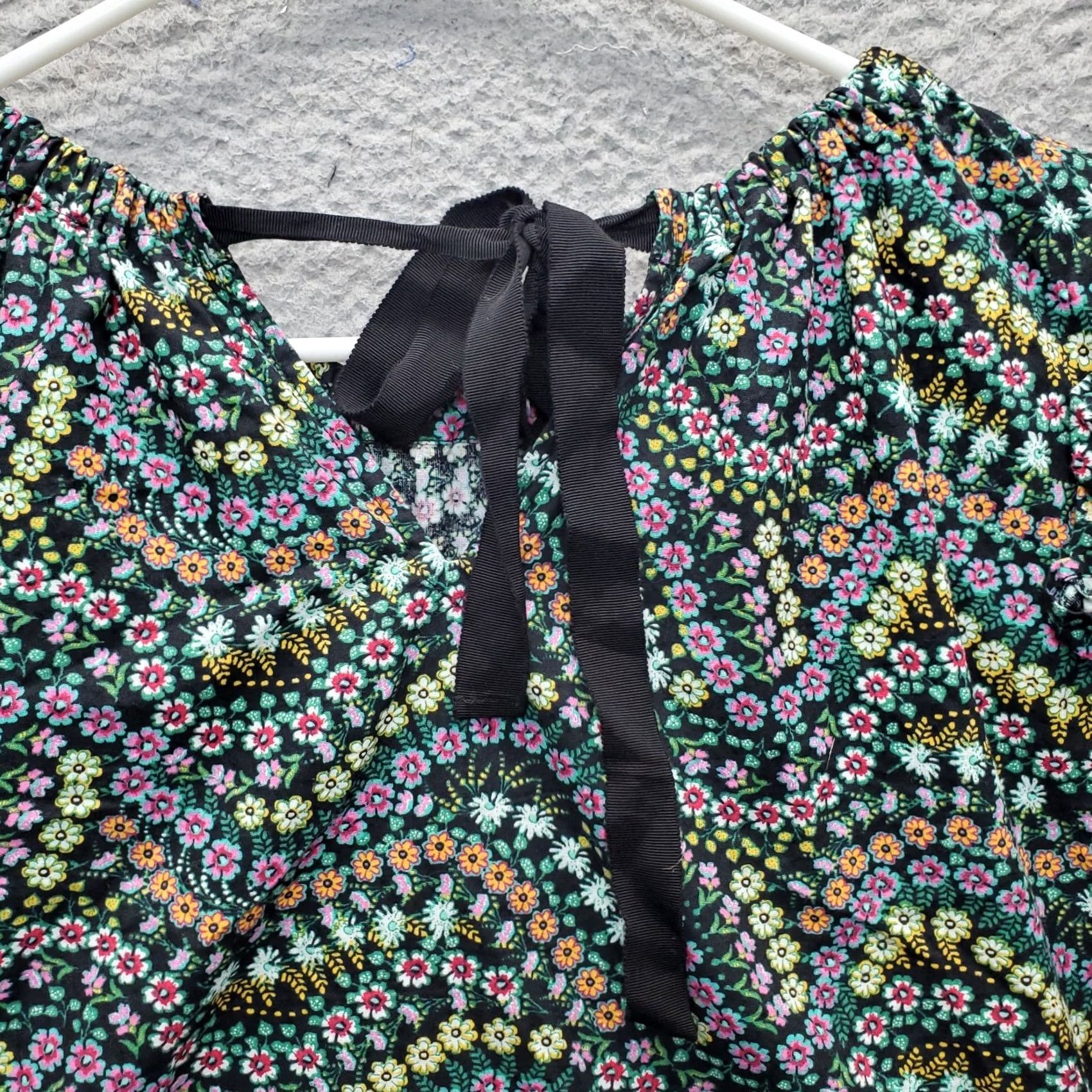 Loft LOFT Blouse Womens Size PL Floral Multicolor Boho Ruffle Shoulder Tie Back Shirt Size L / US 10 / IT 46 - 7 Thumbnail