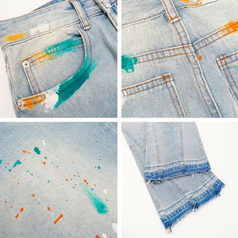 Japanese Brand × Vintage Ink Graffiti Baggy Ripped Flare Jeans Pants Size US 30 / EU 46 - 6 Thumbnail