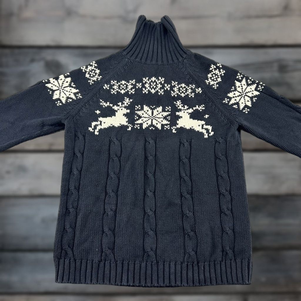 Lands' End Lands' End Sweater Womens L Black Pullover Cotton Turtleneck Long Sleeve Fair Isle Knit 90s Aztec Button Pullover Winter Size L / US 10 / IT 46 - 1 Thumbnail