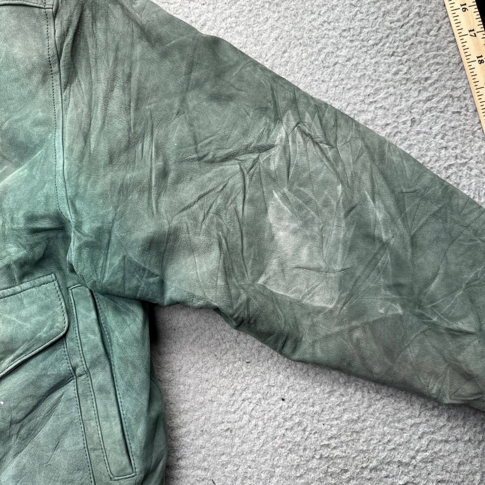 Other Vintage International Leather Green Bomber Jacket Large Size US L / EU 52-54 / 3 - 14 Thumbnail