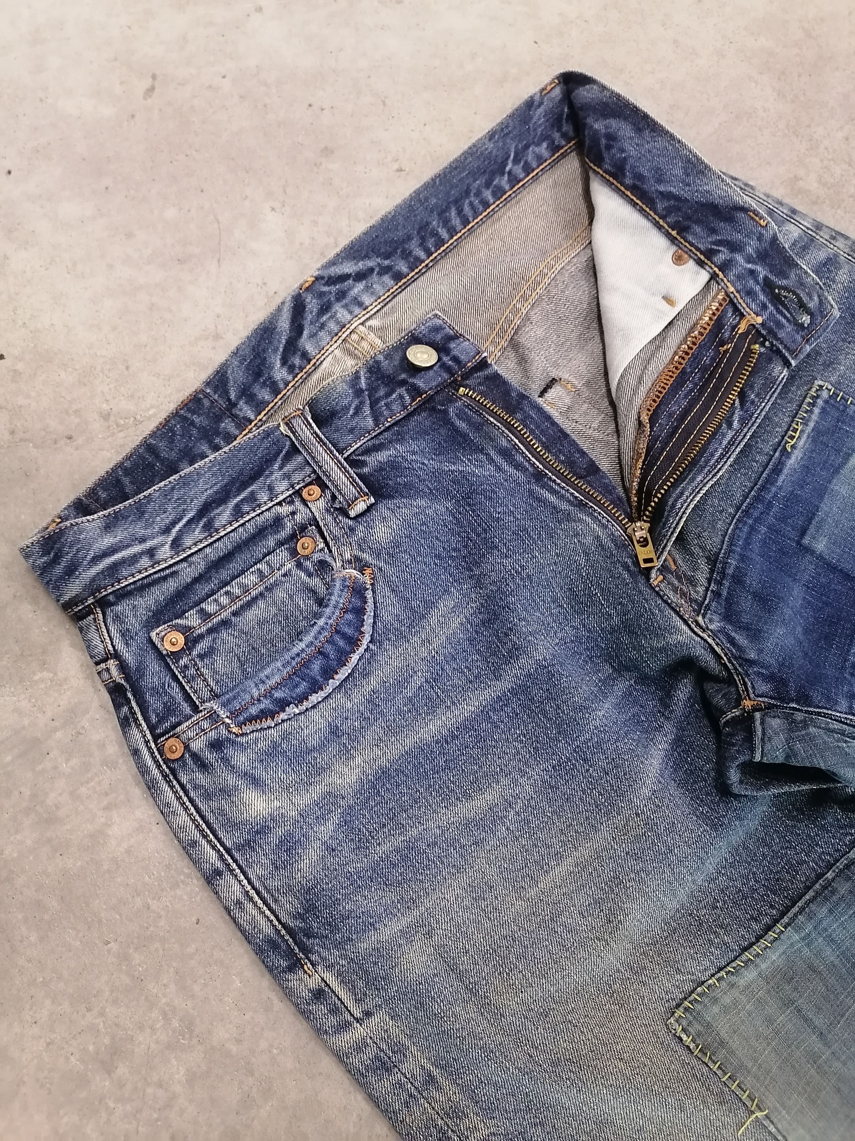 Blue Blue Japan × Japanese Brand Blue Blue Japan Patchwork Distressed Denim Pants Size US 31 - 6 Thumbnail
