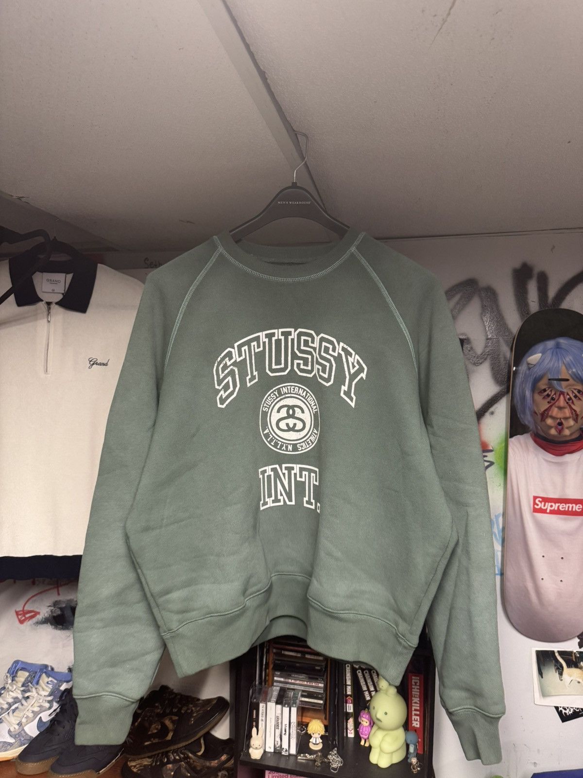 Stussy Stussy overlock Varsity raglan crew pine green Size US L / EU 52-54 / 3 - 1 Thumbnail