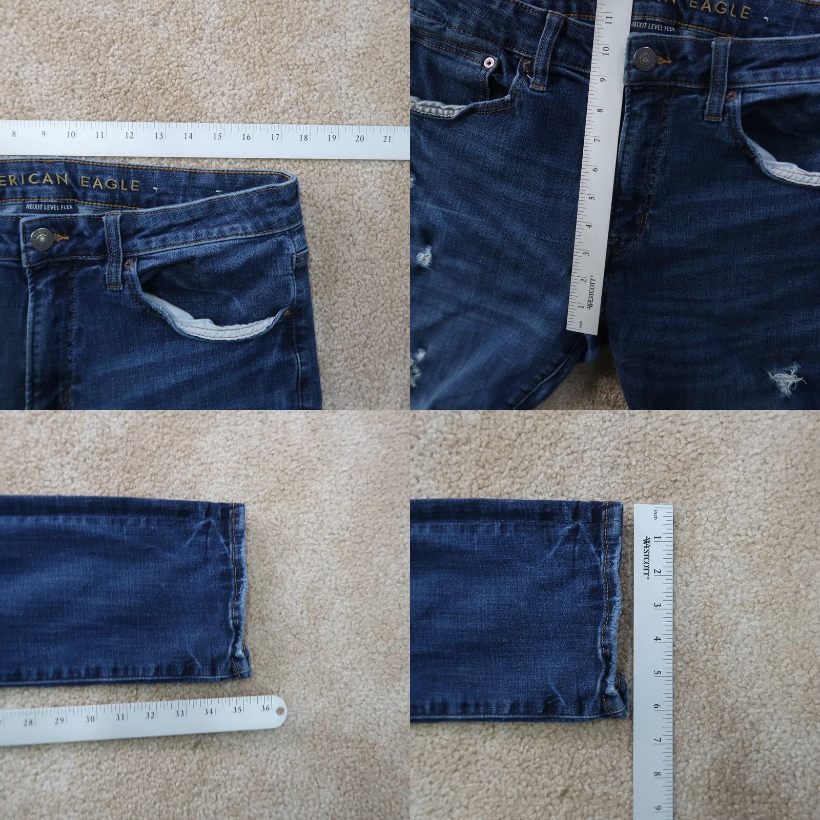 American Eagle Outfitters American Eagle Outfitters Jeans Slim 34x36 Blue Denim Distressed 5-Pocket Men’s Slim Fit Classic Straight Pant Size US 34 / EU 50 - 8 Thumbnail