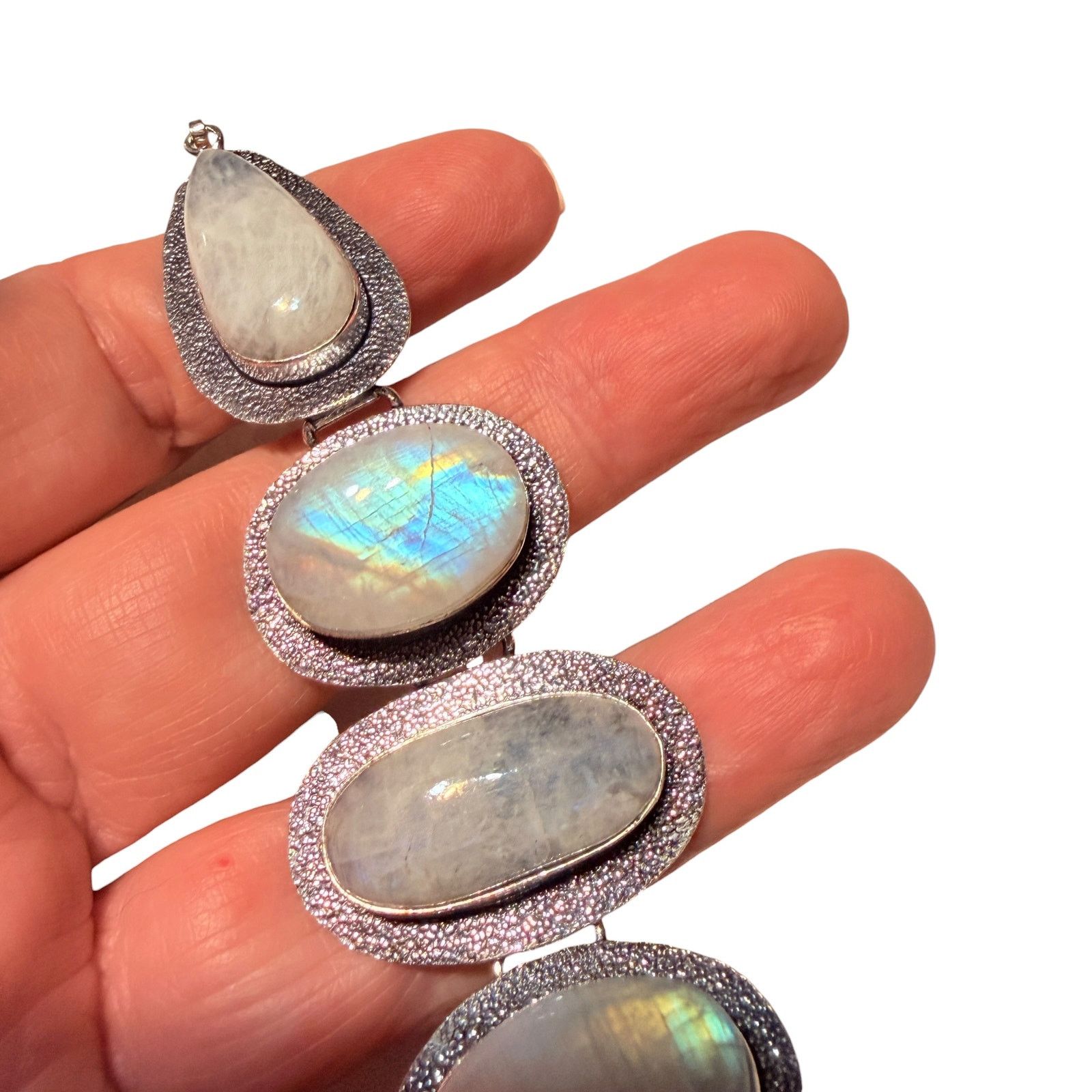 The Unbranded Brand Rainbow Moonstone Bracelet Sterling Silver Plated Size ONE SIZE - 2 Thumbnail