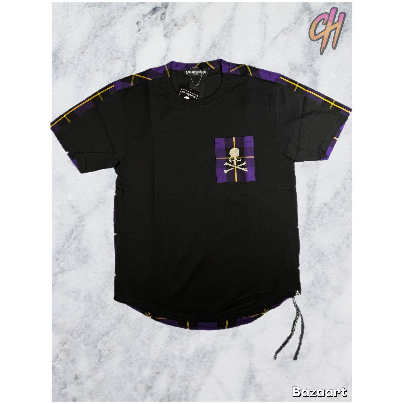 Mastermind Vs.Bape Purple Color Check S/S T-Shirt Size Small