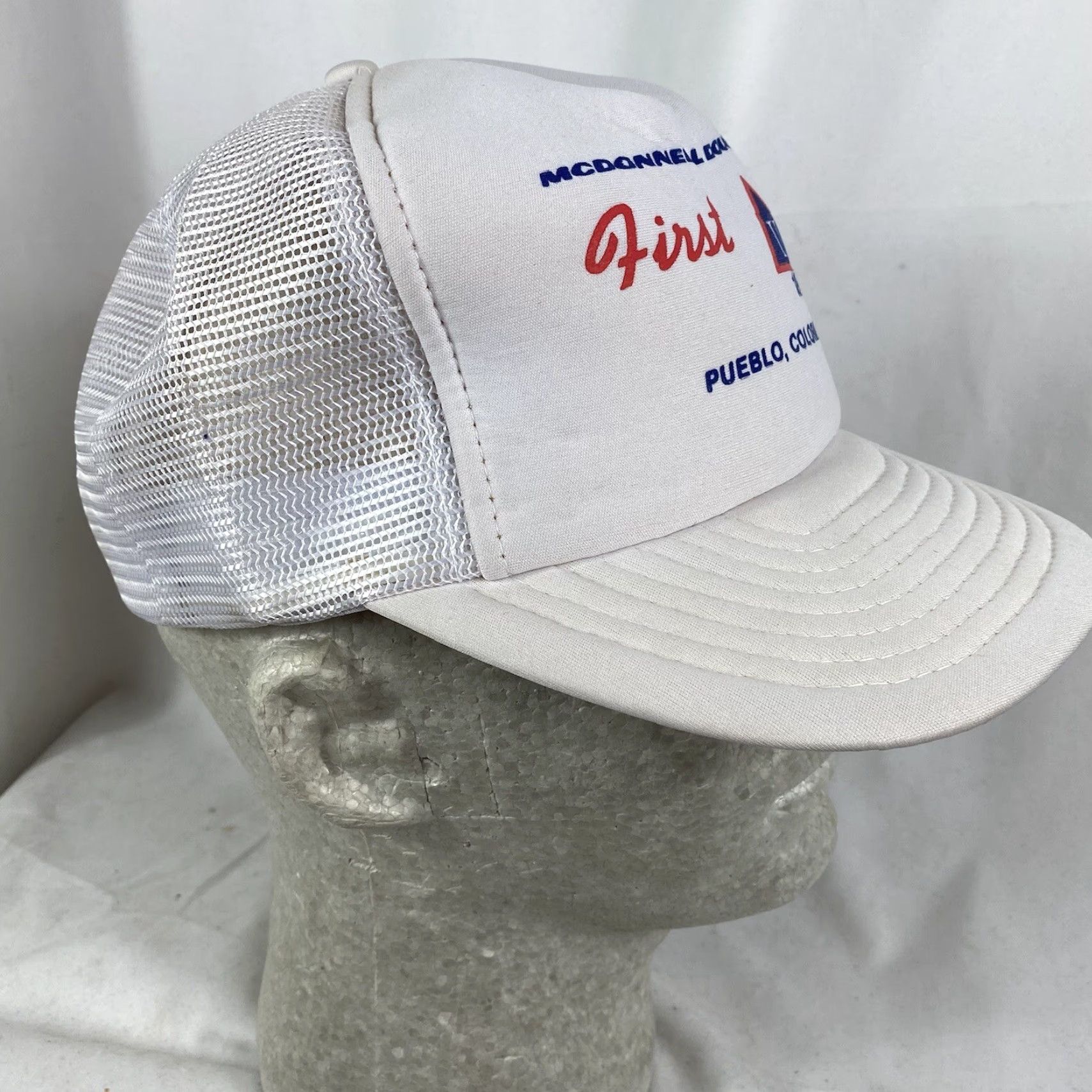 Delta VINTAGE Delta 200 NASA First Titan Missile Hat Cap White Strap Back Pueblo Cap, HaT, Corduroy, Blue, Zip, Strap Back, Mens Size ONE SIZE - 3 Thumbnail