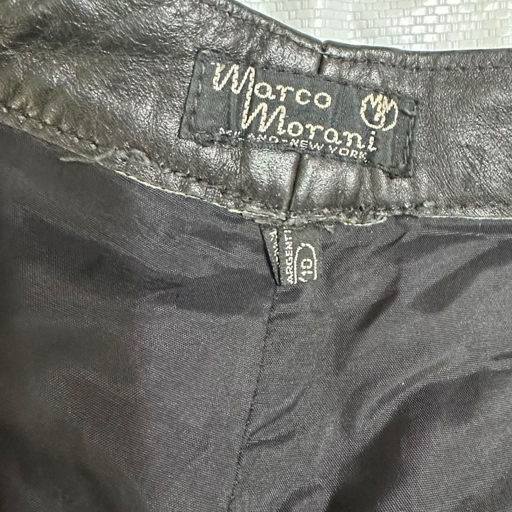 Vintage Vintage Marco Morani Black Leather Straight Leg Moto Pants S Size 26" / US 2 / IT 38 - 7 Thumbnail