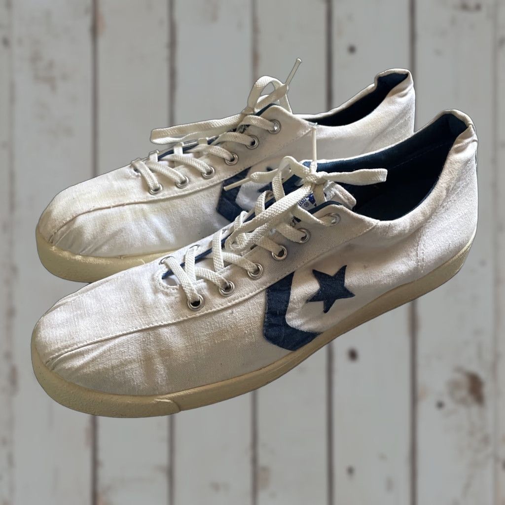 Converse VINTAGE Converse One Star Canvas Sneakers Court Trainers Men US 13 White Stars 90s Mens Size US 13 / EU 46 - 1 Thumbnail