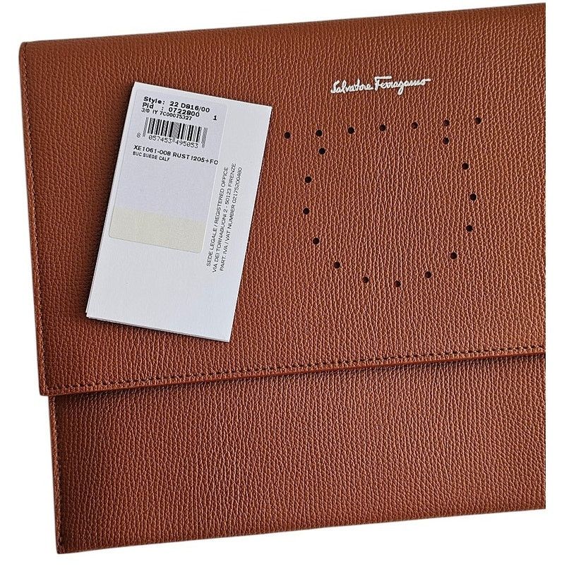 Salvatore Ferragamo Salvatore Ferragamo Brown Pebbled Leather Clutch Bag Size ONE SIZE - 7 Thumbnail