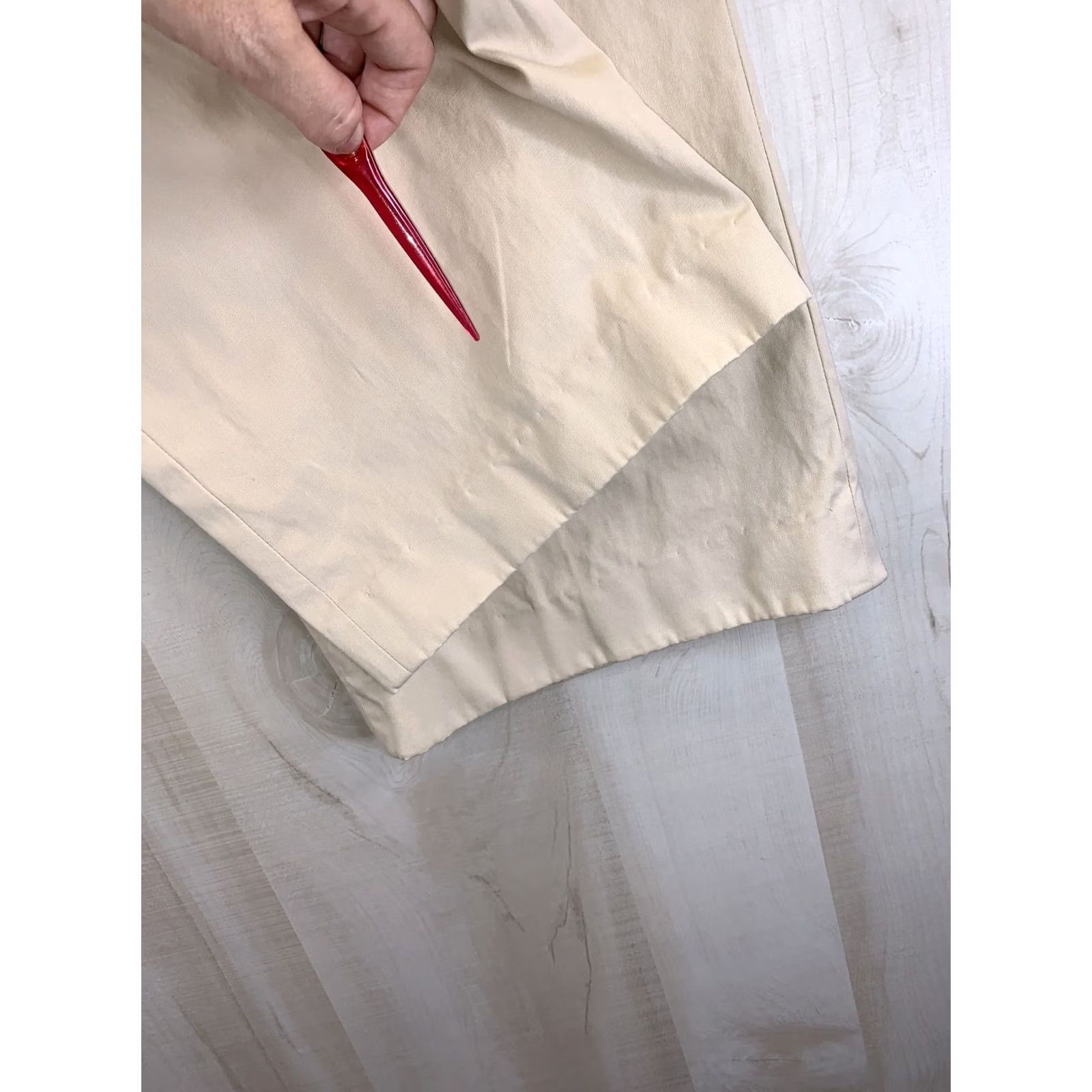 J.Crew J.CREW Stretch Khaki Straight Wide Leg Womens Pants 8-7815 Size 8 Beige Cotton Blend Chino Flats Front Casual Workwear Vintage: No Womens Size 30" / US 8 / IT 44 - 7 Thumbnail