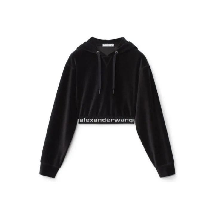 Alexander Wang Black Cropped Hoodie for Women -