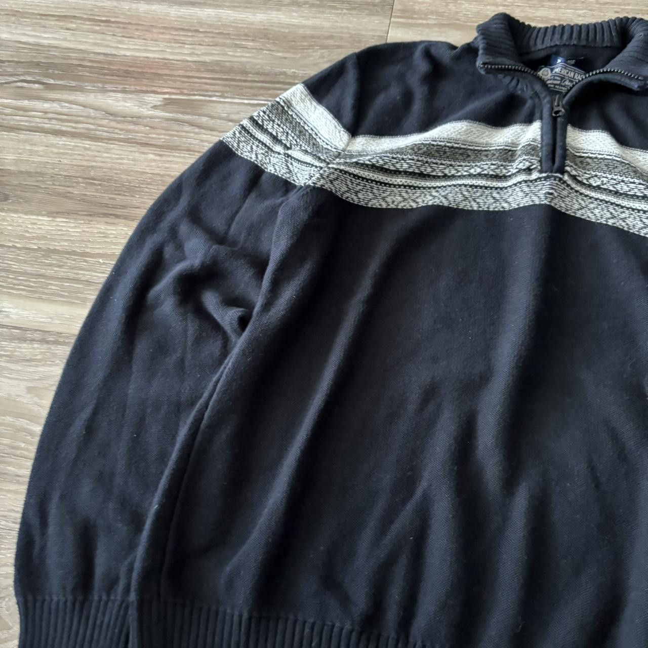 Japanese Brand Crazy Vintage Y2K/2000s Black Striped Quarter Zip Sweatshirt! Size US XL / EU 56 / 4 - 3 Thumbnail