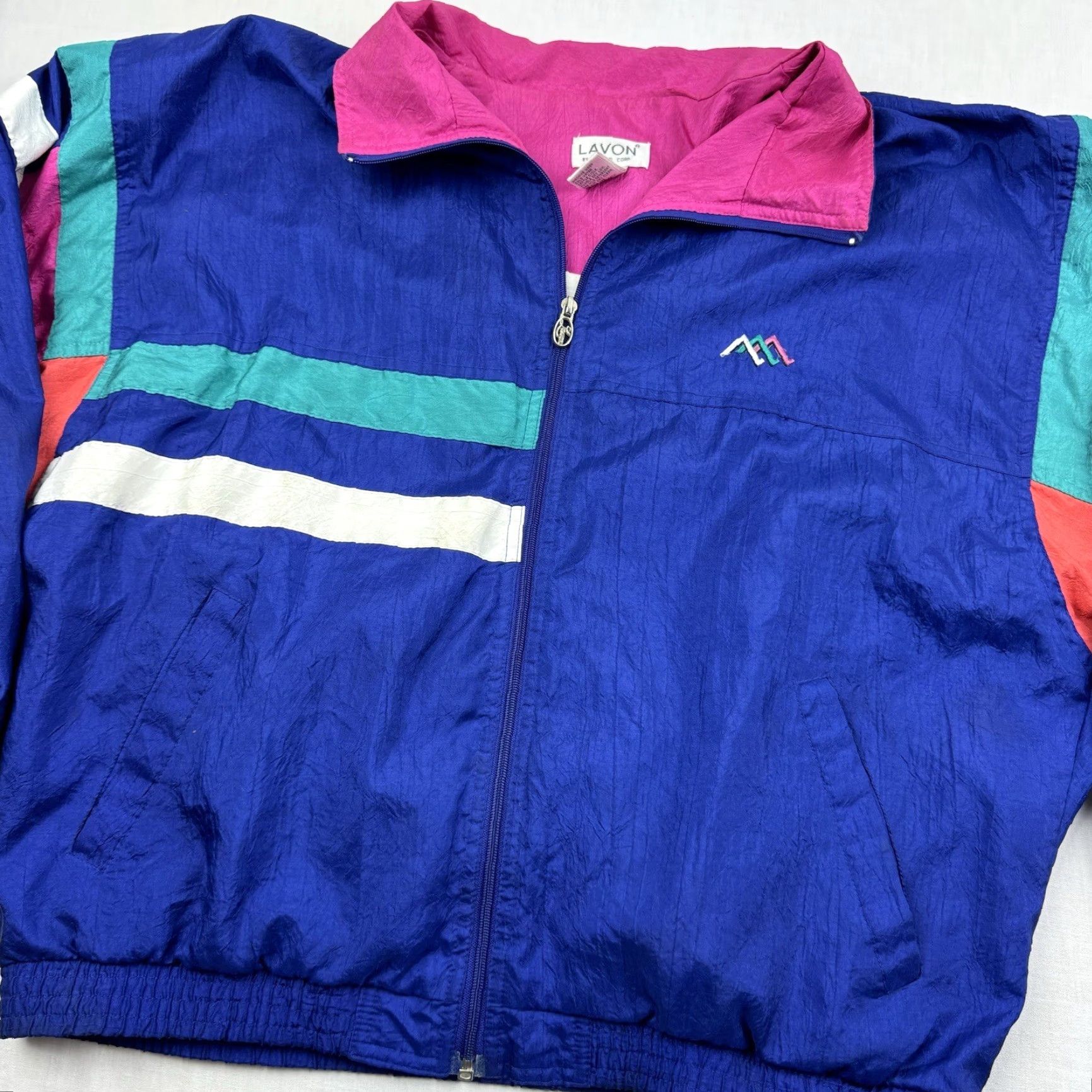 Vintage VINTAGE Lavòn Windbreaker Jacket Womens L Blue Full Zip 80s Size L / US 10 / IT 46 - 2 Thumbnail
