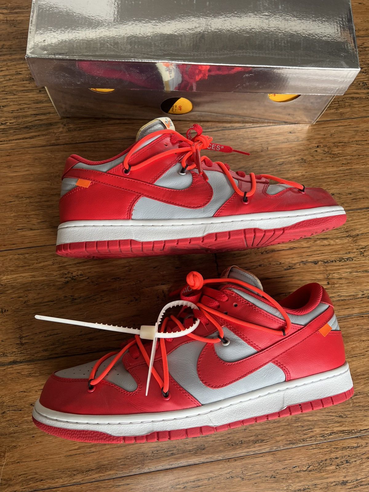 Nike × Off-White Nike Off White Dunk Low University Red Size US 12 / EU 45 - 3 Thumbnail