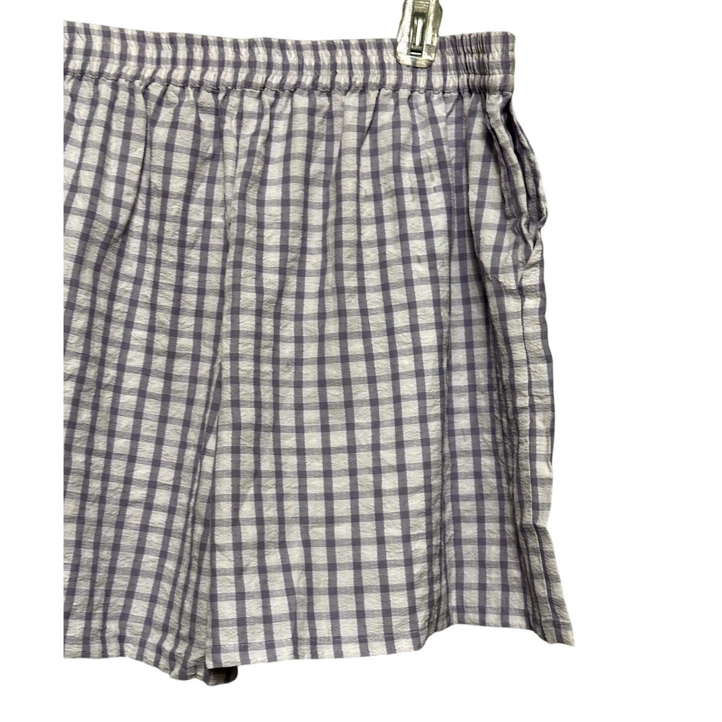 Other Riley & Rae Pull On Shorts Checkered Pockets Purple White XL Size 35" - 6 Thumbnail