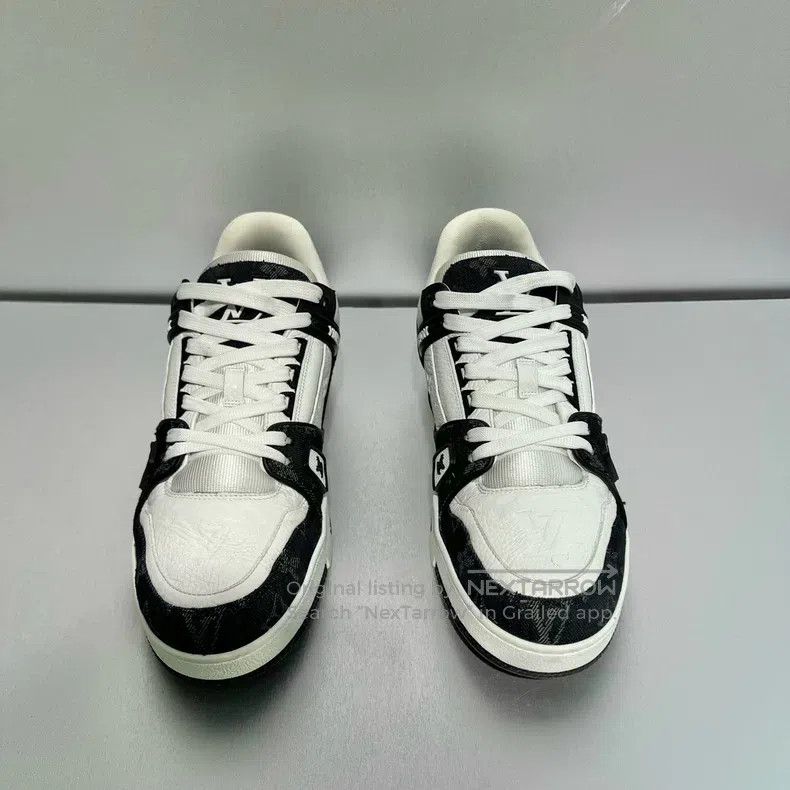 Louis Vuitton Louis Vuitton Trainer Black and White Denim Low Top Board Size US 8 / EU 41 - 2 Thumbnail