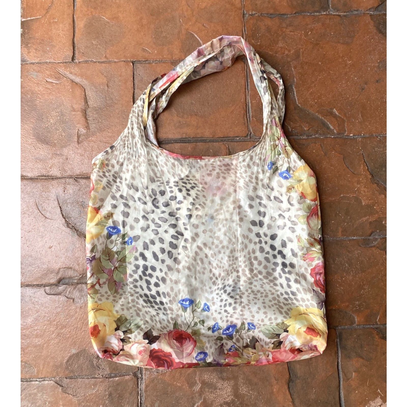 Johnny Was Johnny Was CA Floral Reusable Bag Nylon Packable Foldable Shopping Tote Bag Women Large Multicolor Floral Bohemian Reusable Bag Size ONE SIZE - 2 Thumbnail