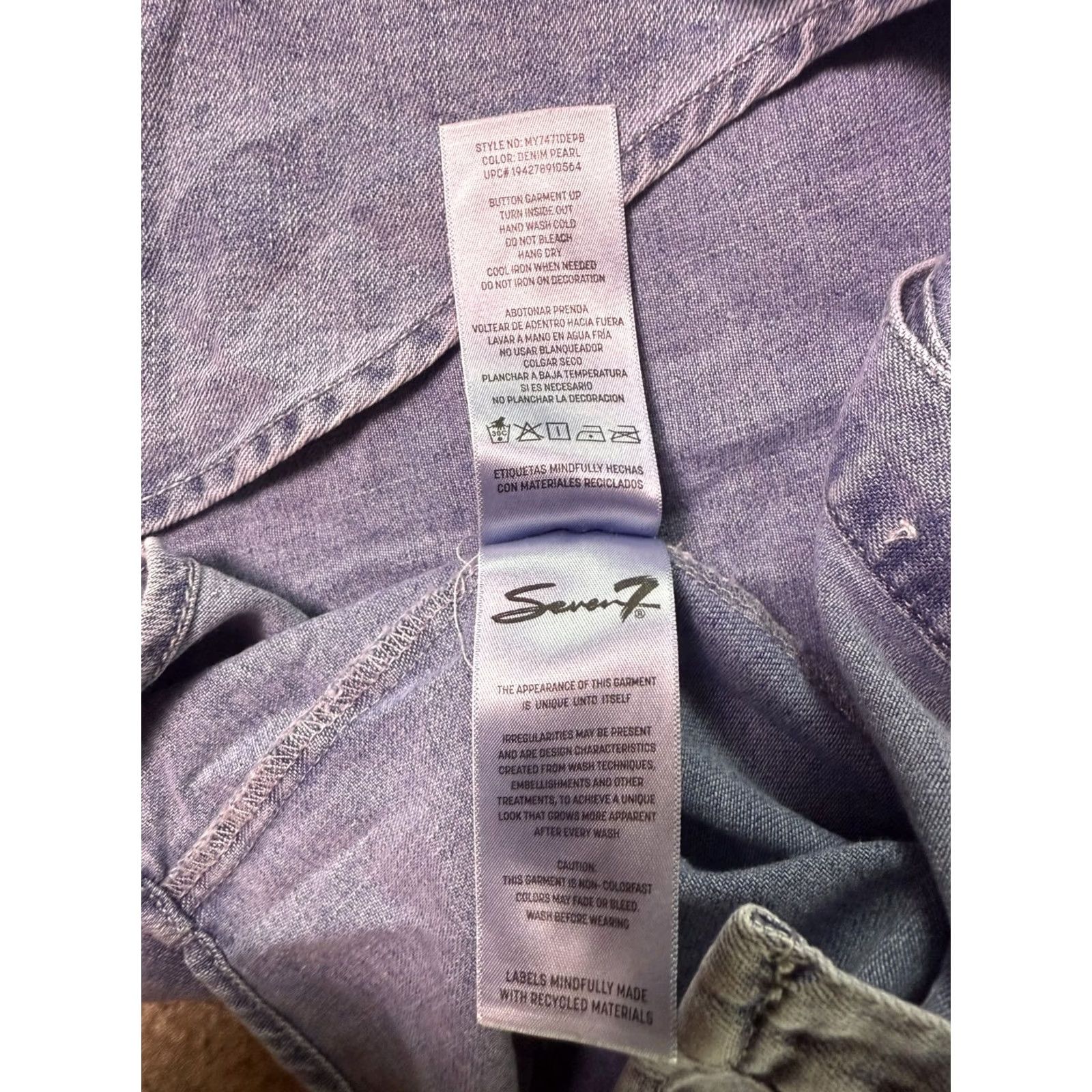 Vintage Seven7 Denim Button Up Shirt Womens XS Blue Long Sleeve Pearl Button NWT E906 Size XS / US 0-2 / IT 36-38 - 5 Thumbnail