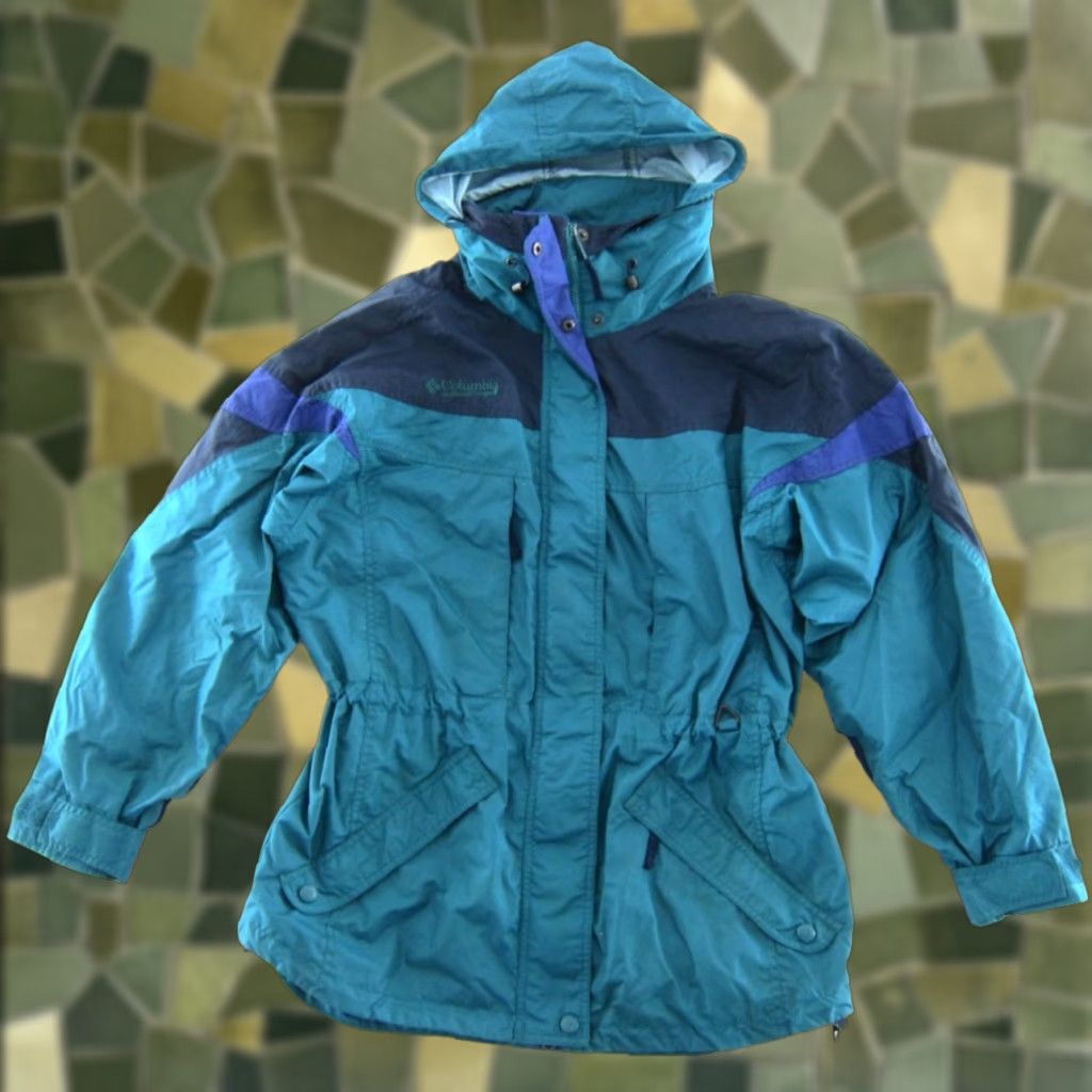Vintage VINTAGE Columbia Jacket Women M-L Windbreaker Nylon Hooded Green Blue Cinch Parka Jacket Women M-L Size M / US 6-8 / IT 42-44 - 1 Thumbnail