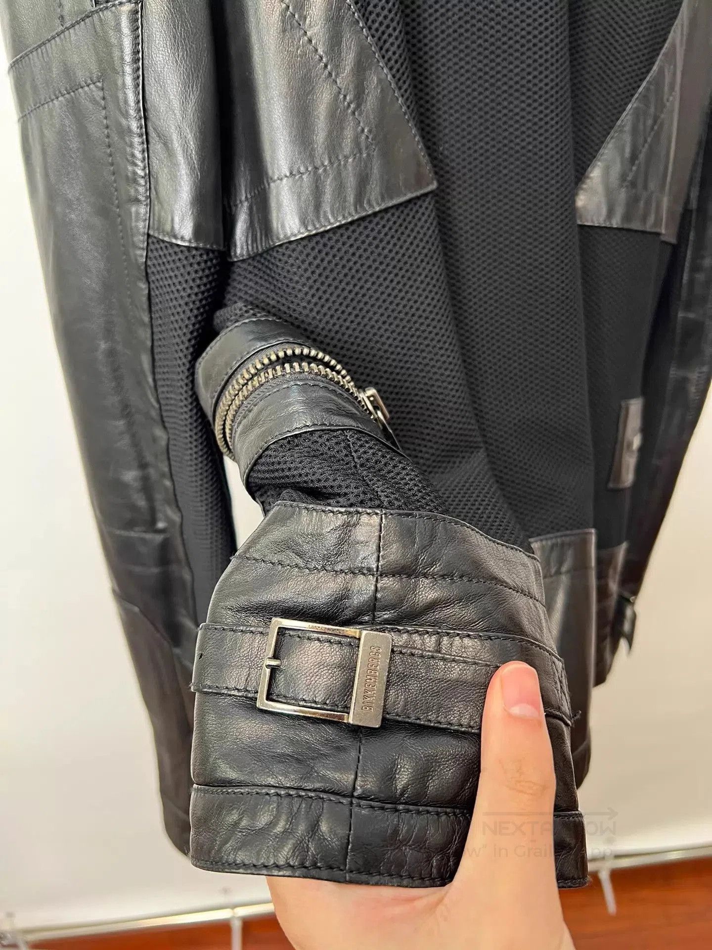 Dirk Bikkembergs Black Leather and Mesh Zip-Up Jacket. Size US M / EU 48-50 / 2 - 6 Thumbnail