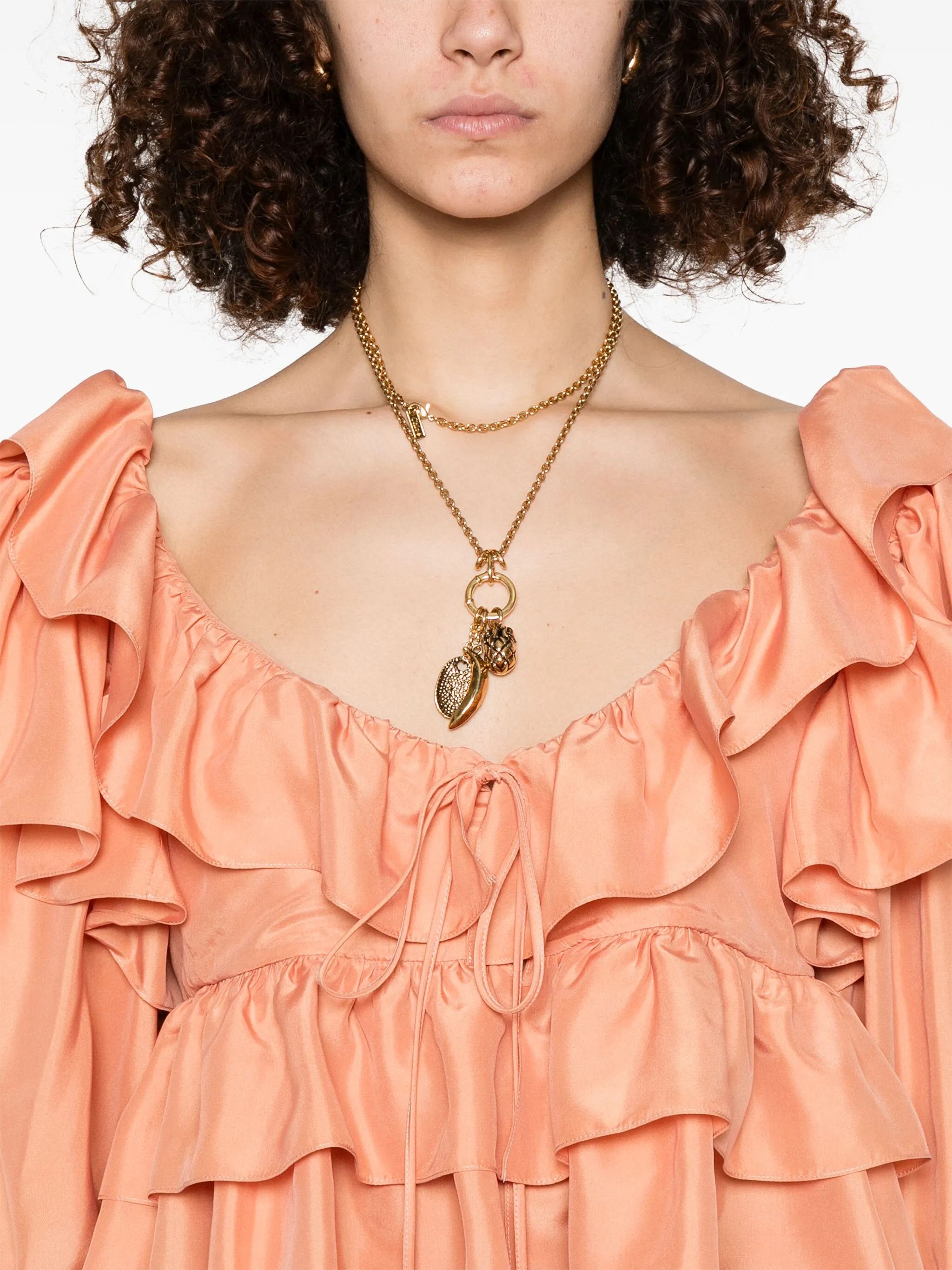 Chloe o1loc1c11125 Ruffle Top in Shell Coral Size L / US 10 / IT 46 - 5 Thumbnail