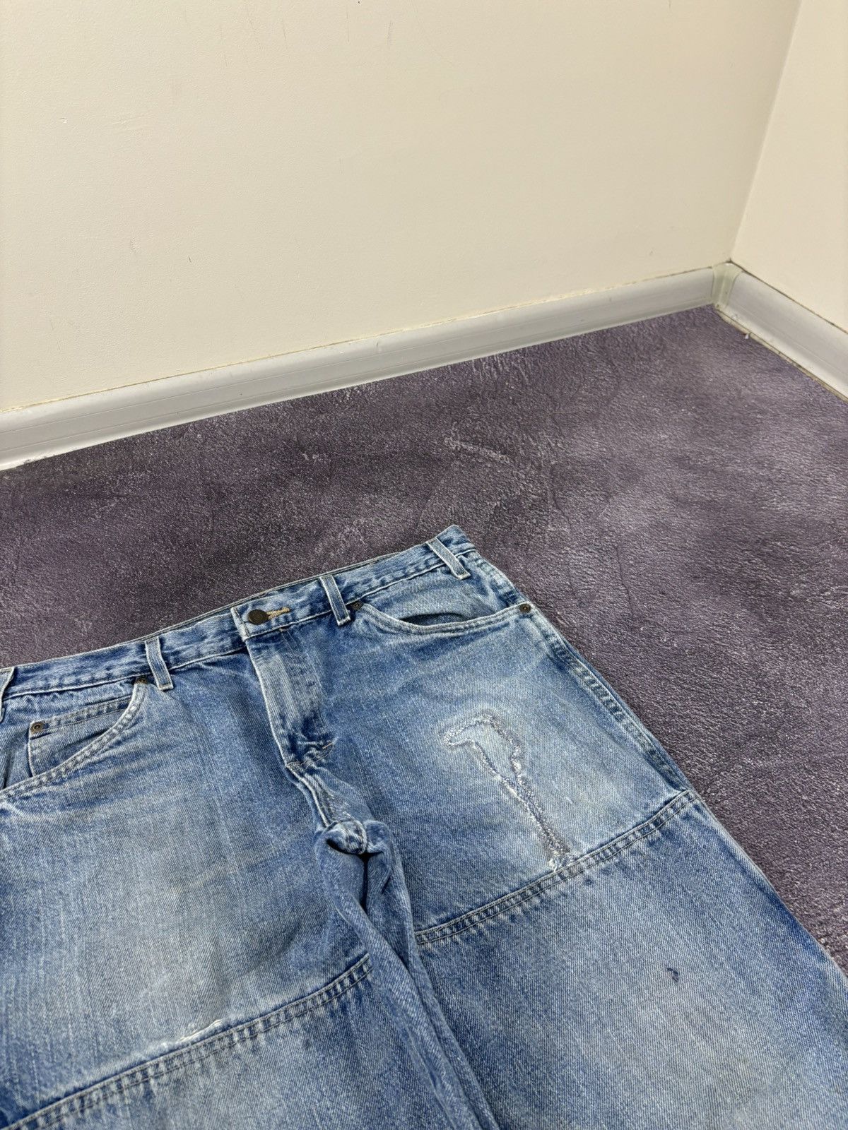 Dickies Vintage Dickies Double Knee USA Faded Denim Work Hype Jeans Size US 33 - 7 Thumbnail