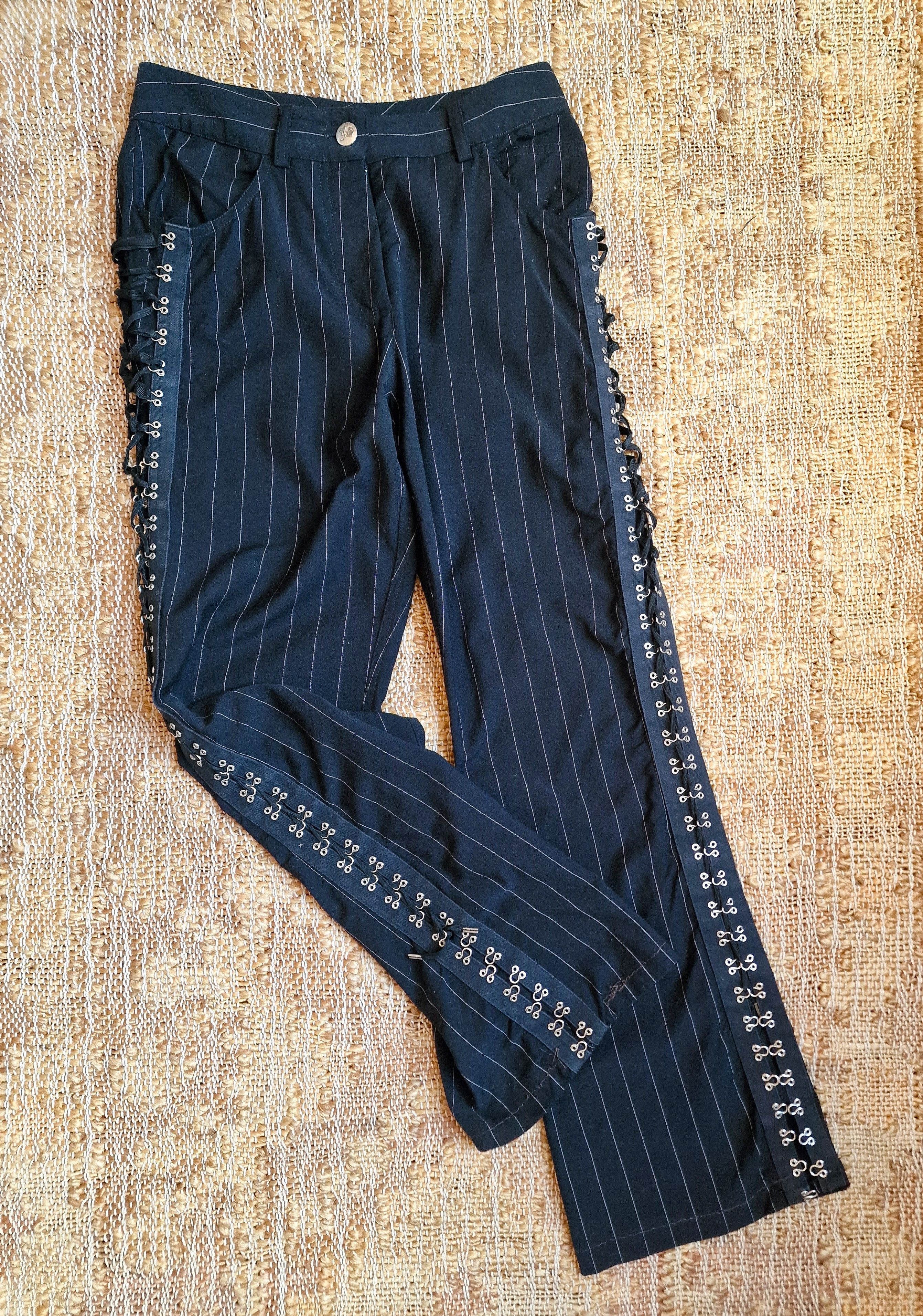 John Galliano John Galliano Corset Lace Up Clips Stripped Trousers Pants Size 27" / US 4 / IT 40 - 10 Thumbnail