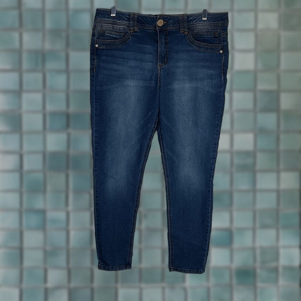 Vintage Democracy Womens Ab Technology Skinny Jeans 14 Blue Jeans Womens 14 Tapered Regular Holes Back Leg Size 36" / US 14 / IT 50 - 1 Thumbnail
