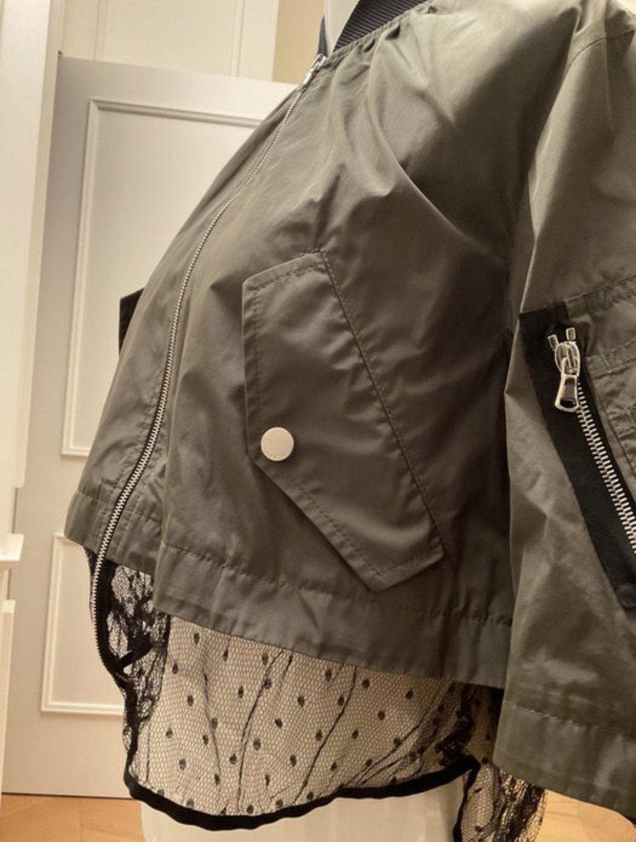 RED Valentino 🔥 Rare Valentino Khaki Bomber — Lace Detail / Oversized Fit Size S / US 4 / IT 40 - 4 Thumbnail