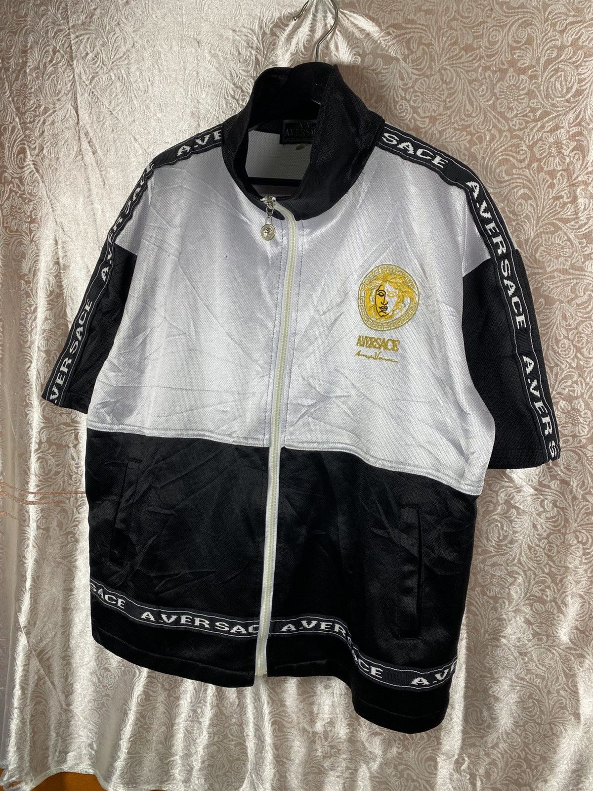 Japanese Brand A.VERSACE Medusa Track Jacket Black White Gold Embroidery Size US M / EU 48-50 / 2 - 4 Thumbnail