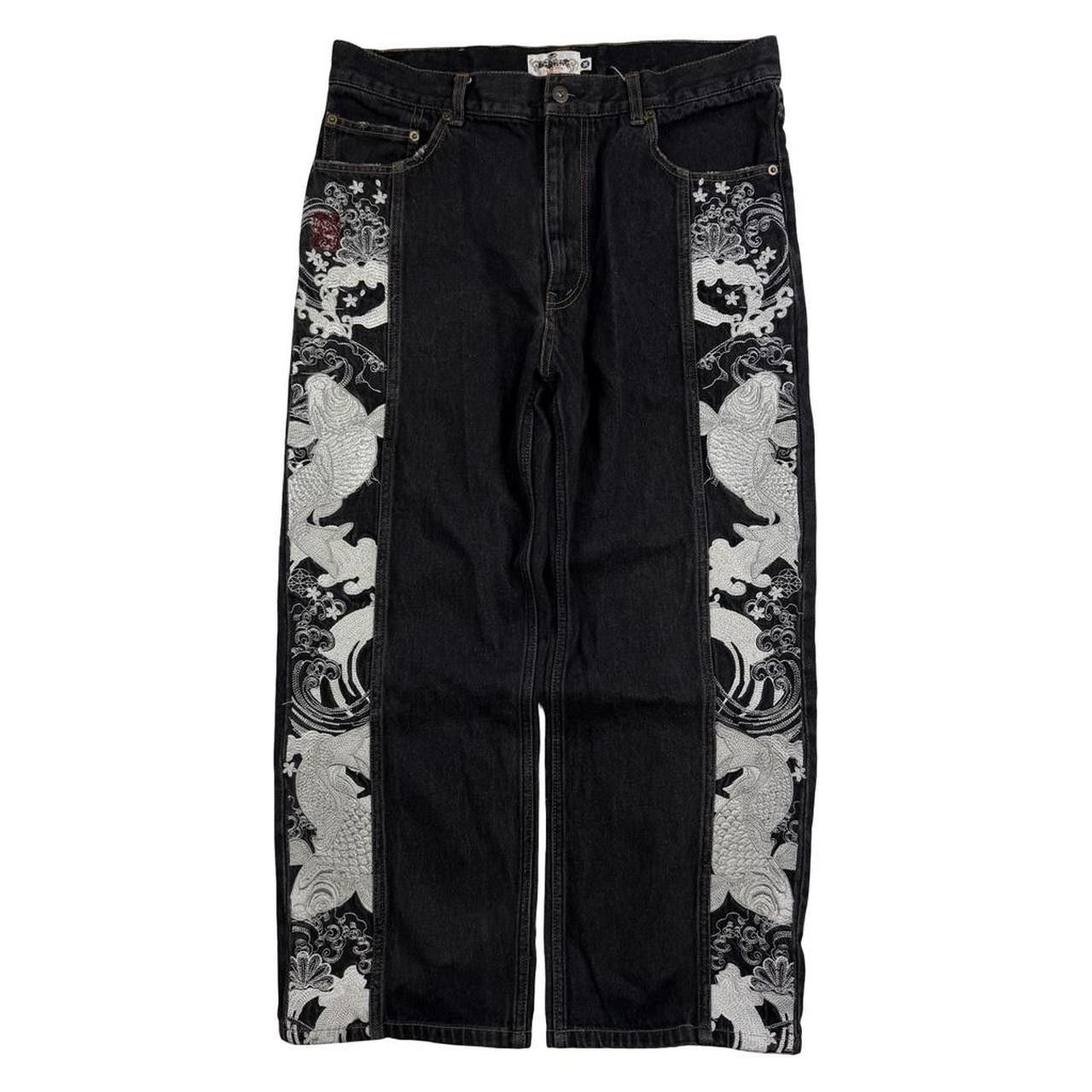 Karakuri Tamashii Karakuri Tamashii Embroidered Koi Japanese Jeans - Waist 35 Size US 35 - 7 Thumbnail
