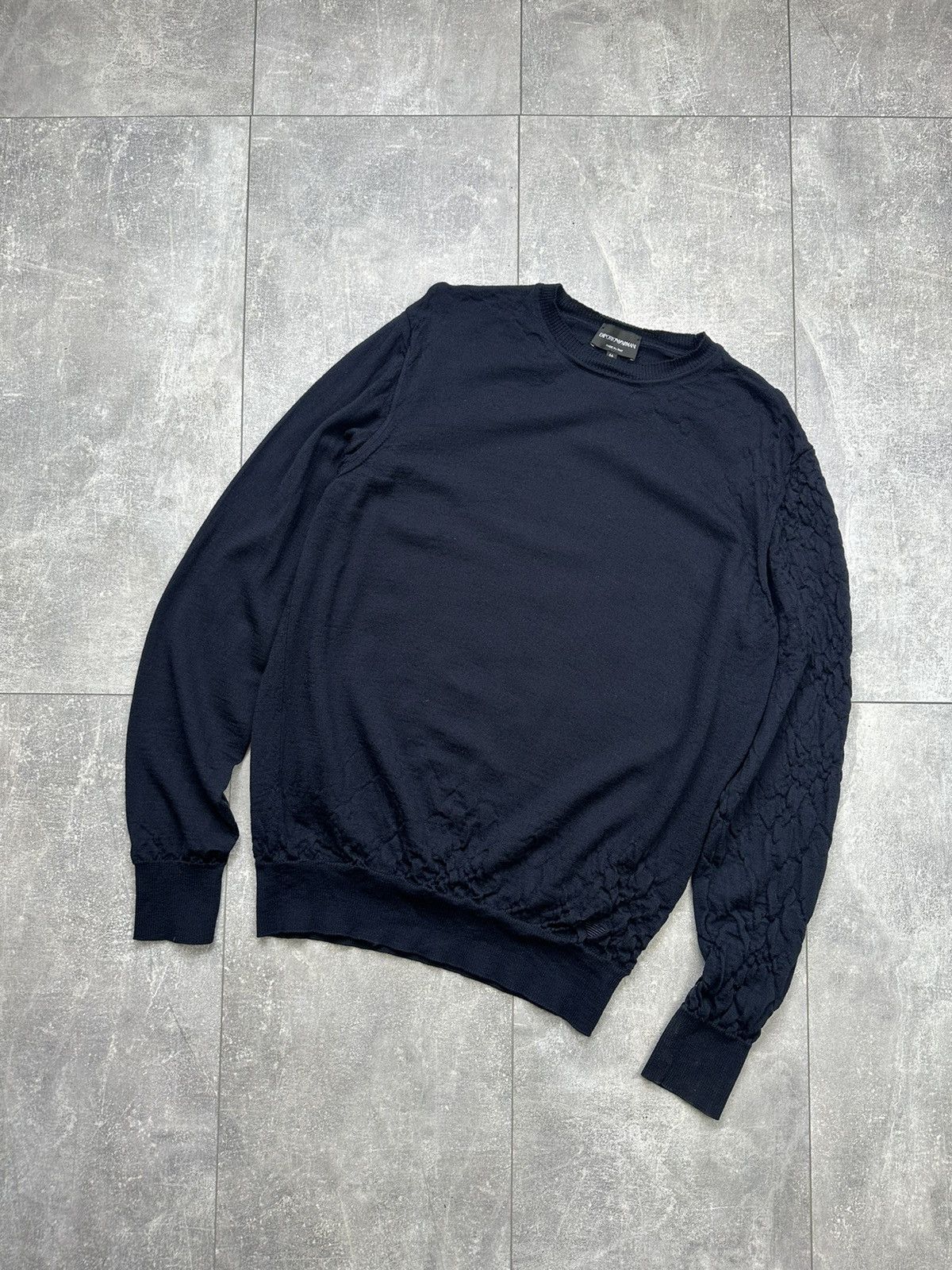 Emporio Armani Emporio Armani Dented Wool Sweater Small Logo Size US XL / EU 56 / 4 - 2 Thumbnail