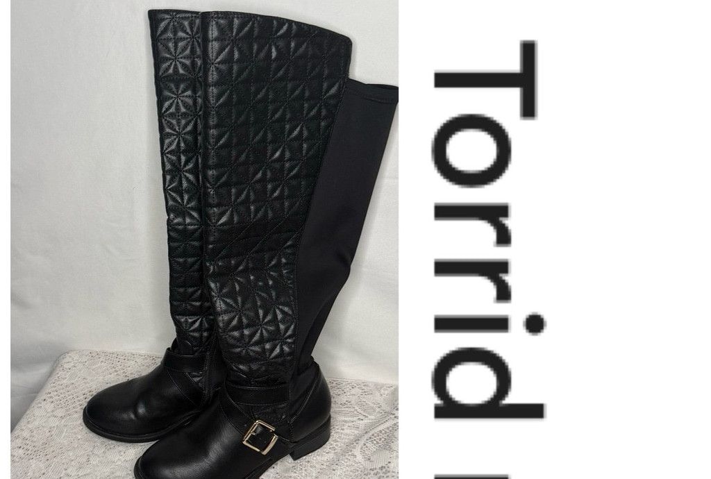 Torrid Torrid Quilted black knee high wide calf zip up boots sz 6 Size US 6 / IT 36 - 1 Thumbnail