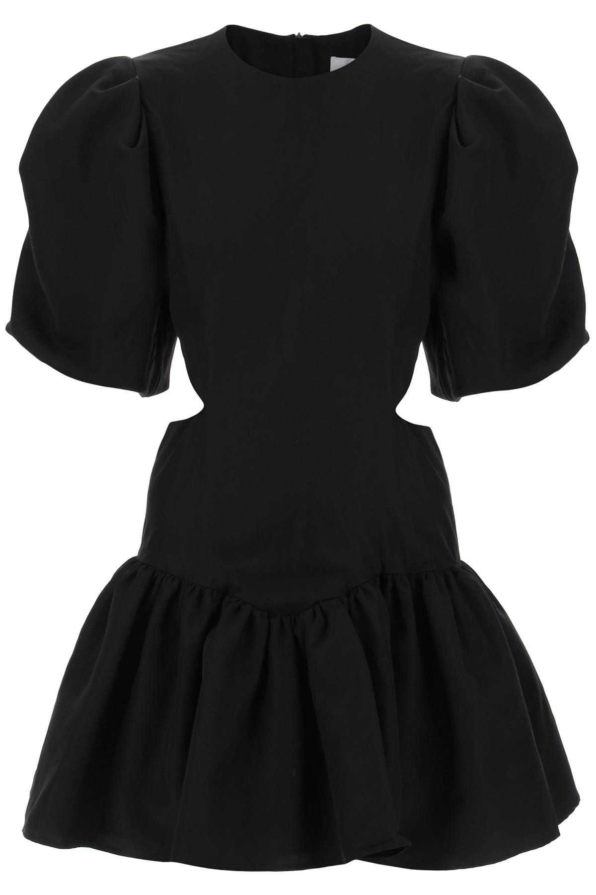 image of Msgm Mini Dress With Balloon Sleeves And Cut-Outs in Nero, Women's (Size Small)