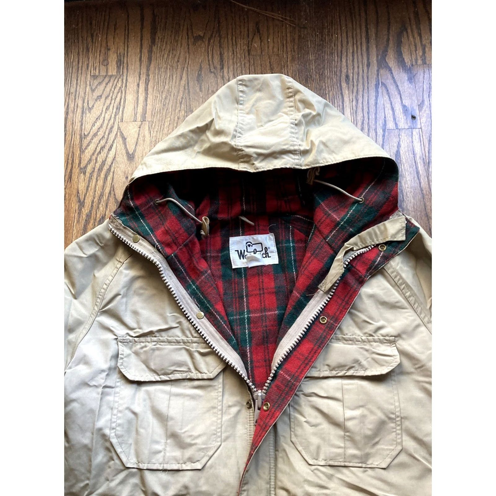 Vintage VINTAGE Woolrich Rain Parka Hooded Plaid Wool Blanket Lined Beige Mens Large Size US L / EU 52-54 / 3 - 4 Thumbnail