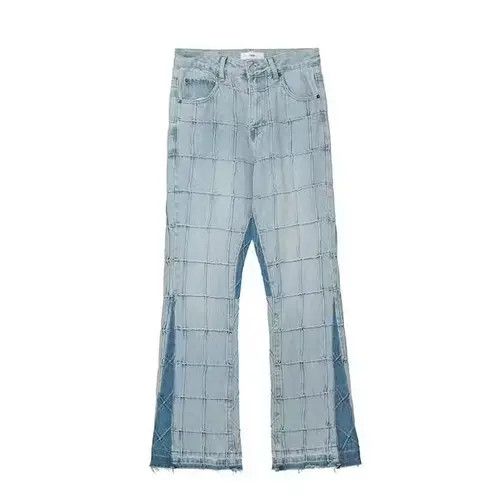 Japanese Brand × Jean Blue Plaid Stacked Denim Jeans Size US 32 / EU 48 - 4 Thumbnail