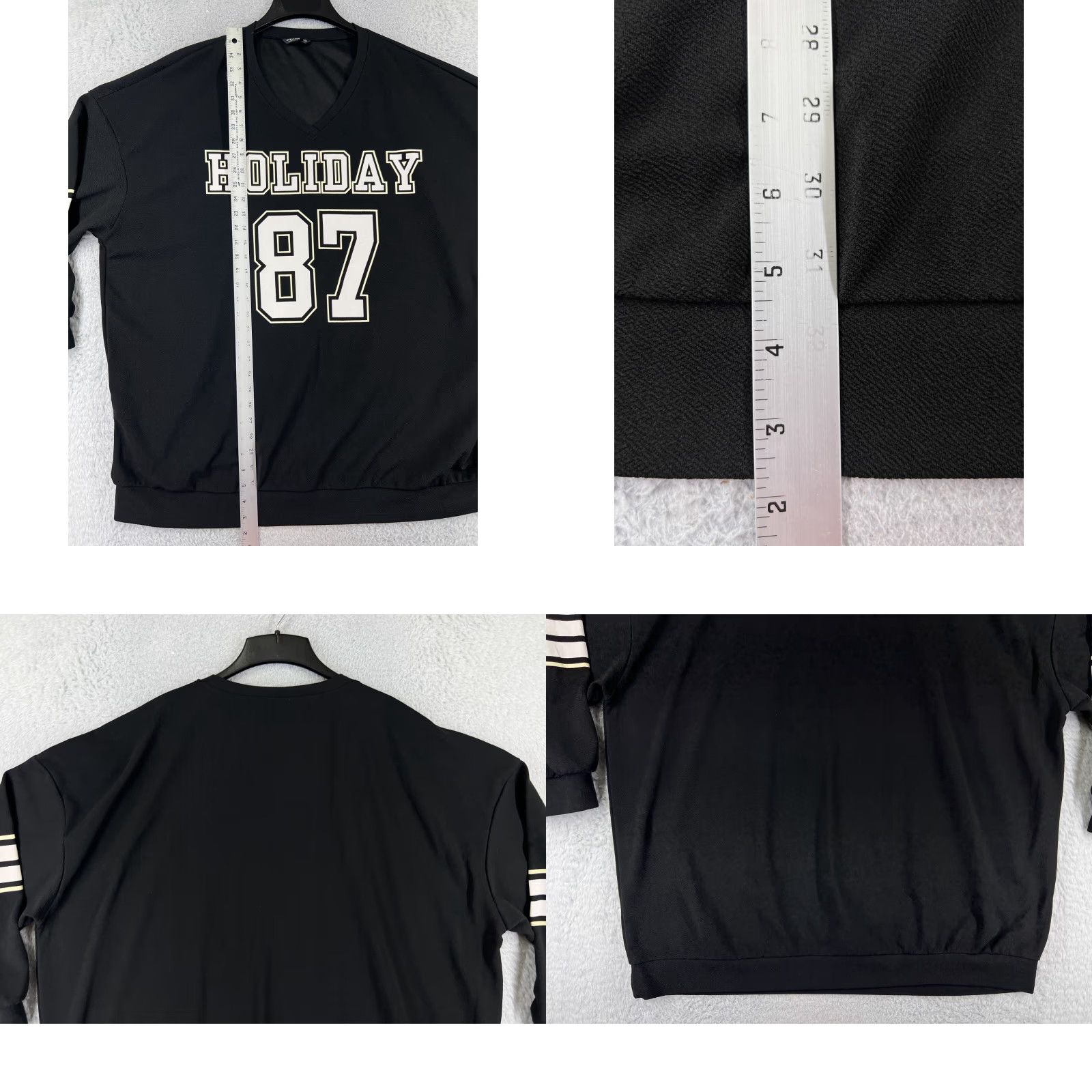 Shein VINTAGE SheIn Black 4XL Floral Collared Short Sleeve Sweatshirt Women Shirt Weathered Sports Jersey Style #87 Holiday Polyester Size XXL / US 16-18 / IT 52-54 - 9 Thumbnail