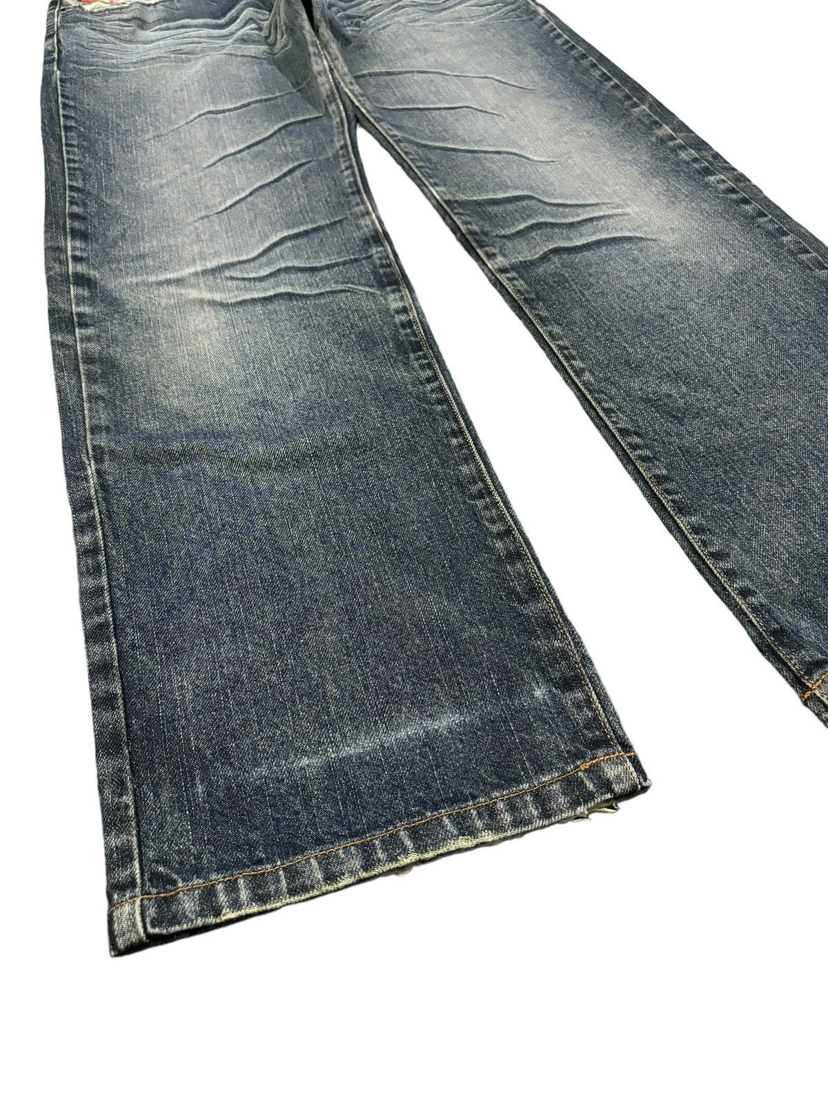 Japanese Brand Vintage Amore Puro American Classic Whiskers Ripped Jeans Size US 33 - 9 Thumbnail