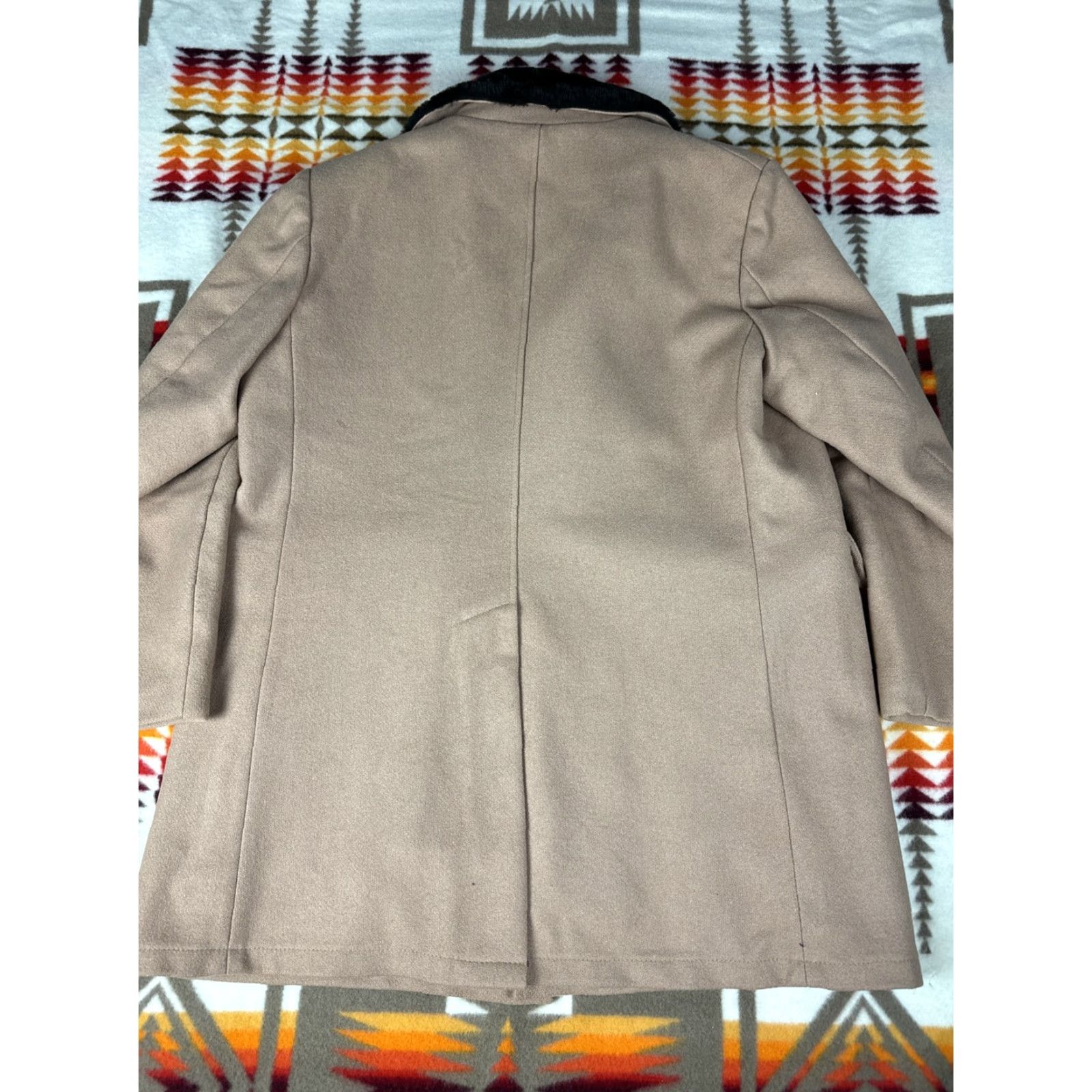 Penn VINTAGE JC Penny Pea Coat Jacket Wool Faux Fur Collar 42R L Mens Brown 70s Regular 42R L Size US XS / EU 42 / 0 - 6 Thumbnail