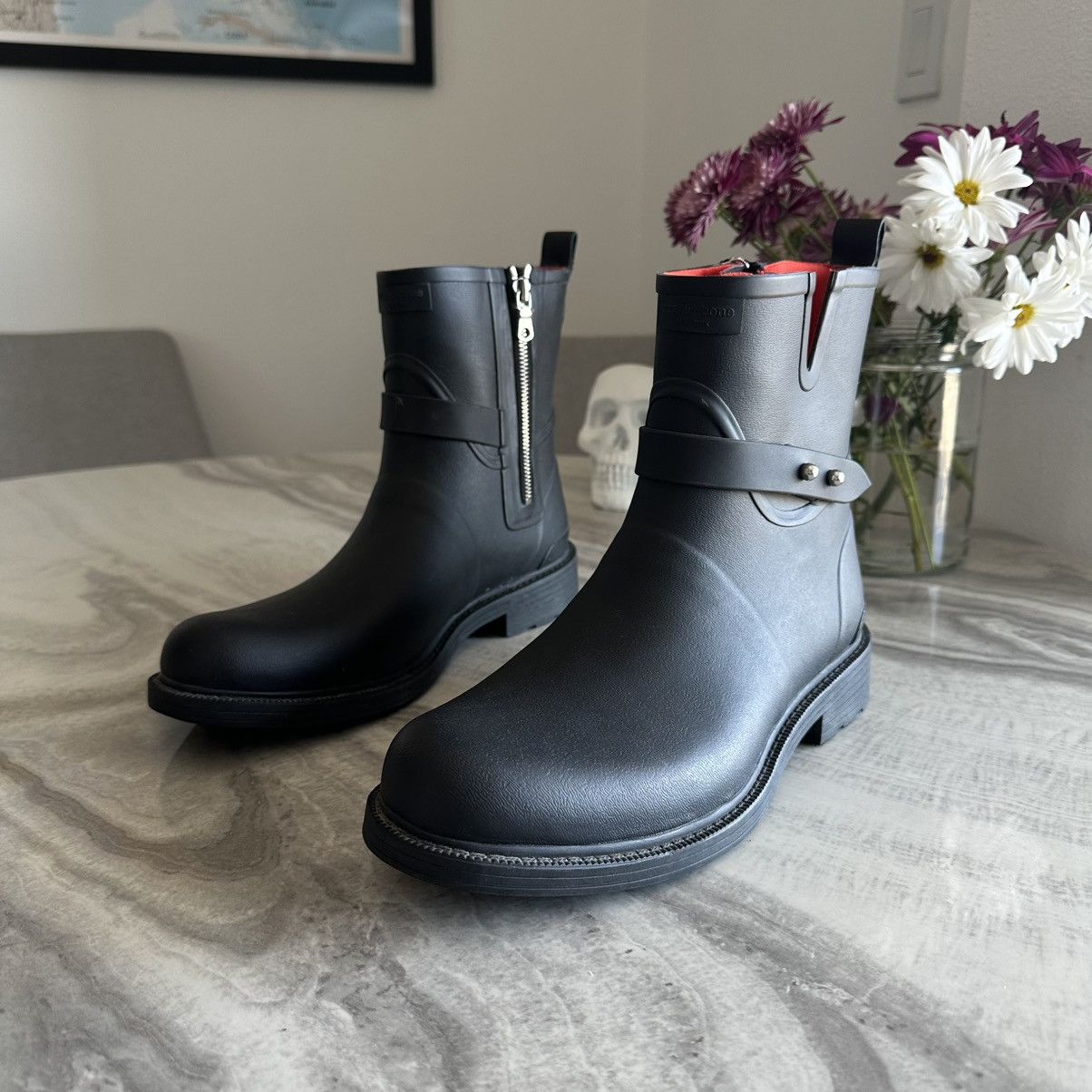 Rag & Bone rag & bone New York Moto Rain Black Rubber Boots Size US 10.5 / IT 40.5 - 2 Thumbnail