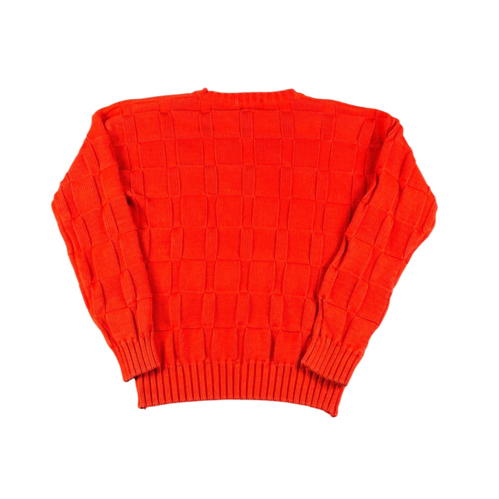 Gap GAP Men's Orange Checkerboard Knit Sweater XL Ramie Cotton Pullover Vintage Ramie Cotton Blend Crew Neck Waffle-Knit Geometric 90s Casual Mens Size US XL / EU 56 / 4 - 2 Thumbnail